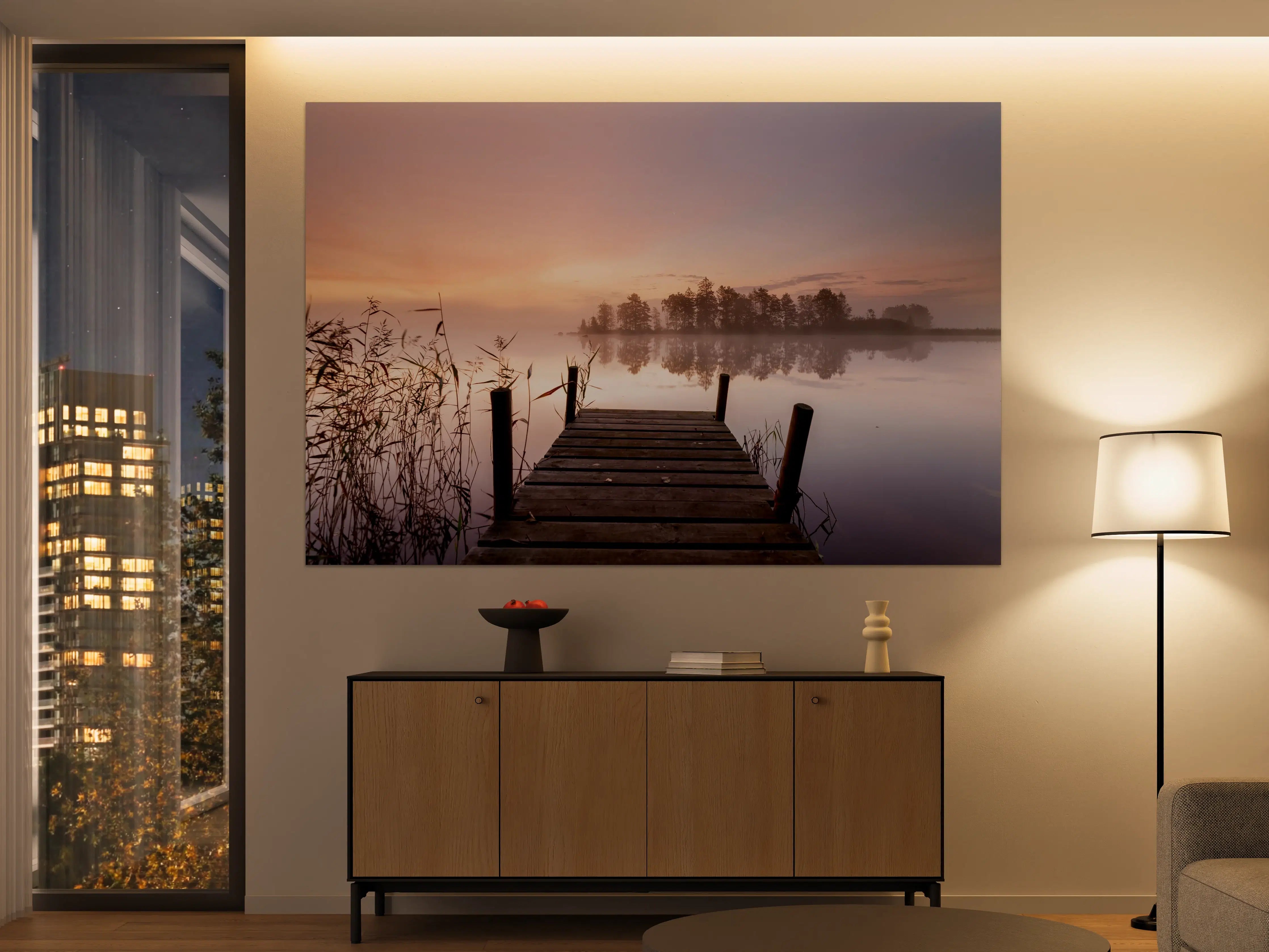 Große Wandbilder - Romantischer Sonnenaufgang über See