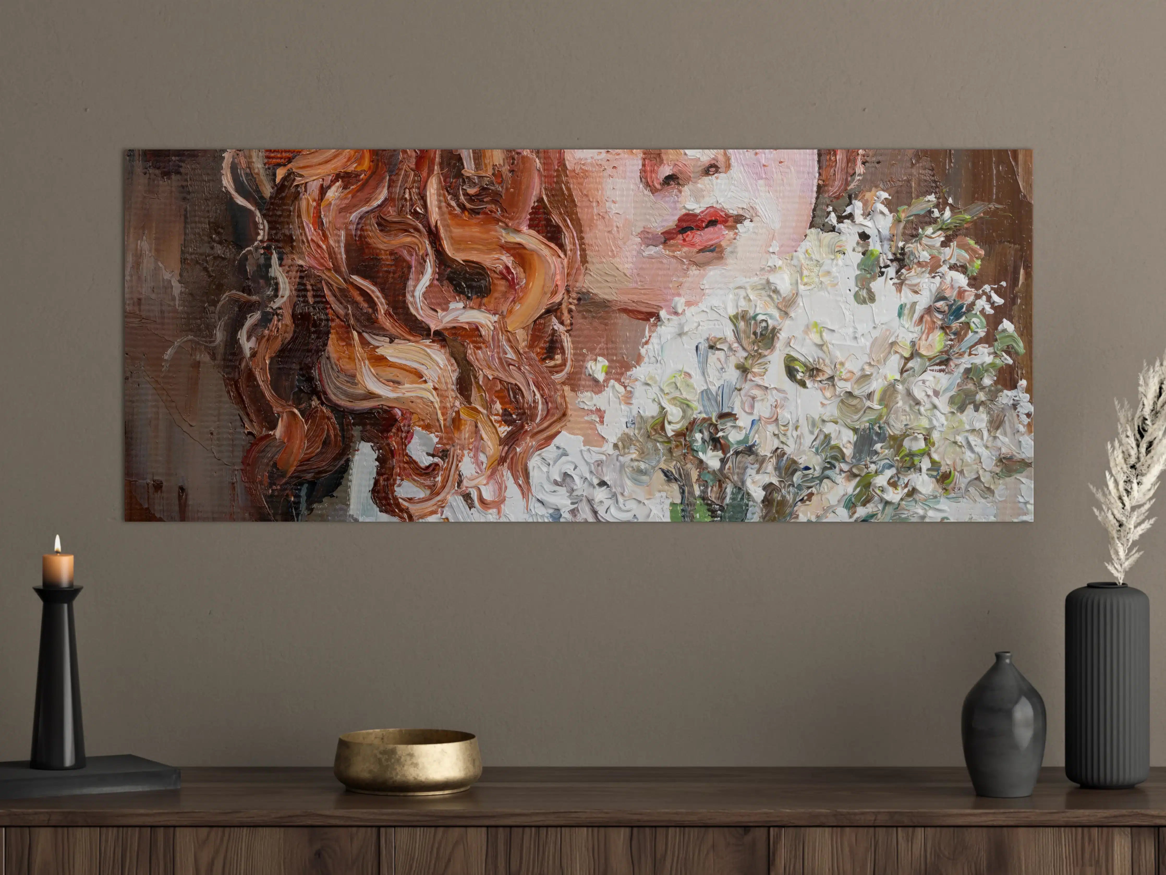 Große Wandbilder - Romantisches Portrait mit Blumenbouquet