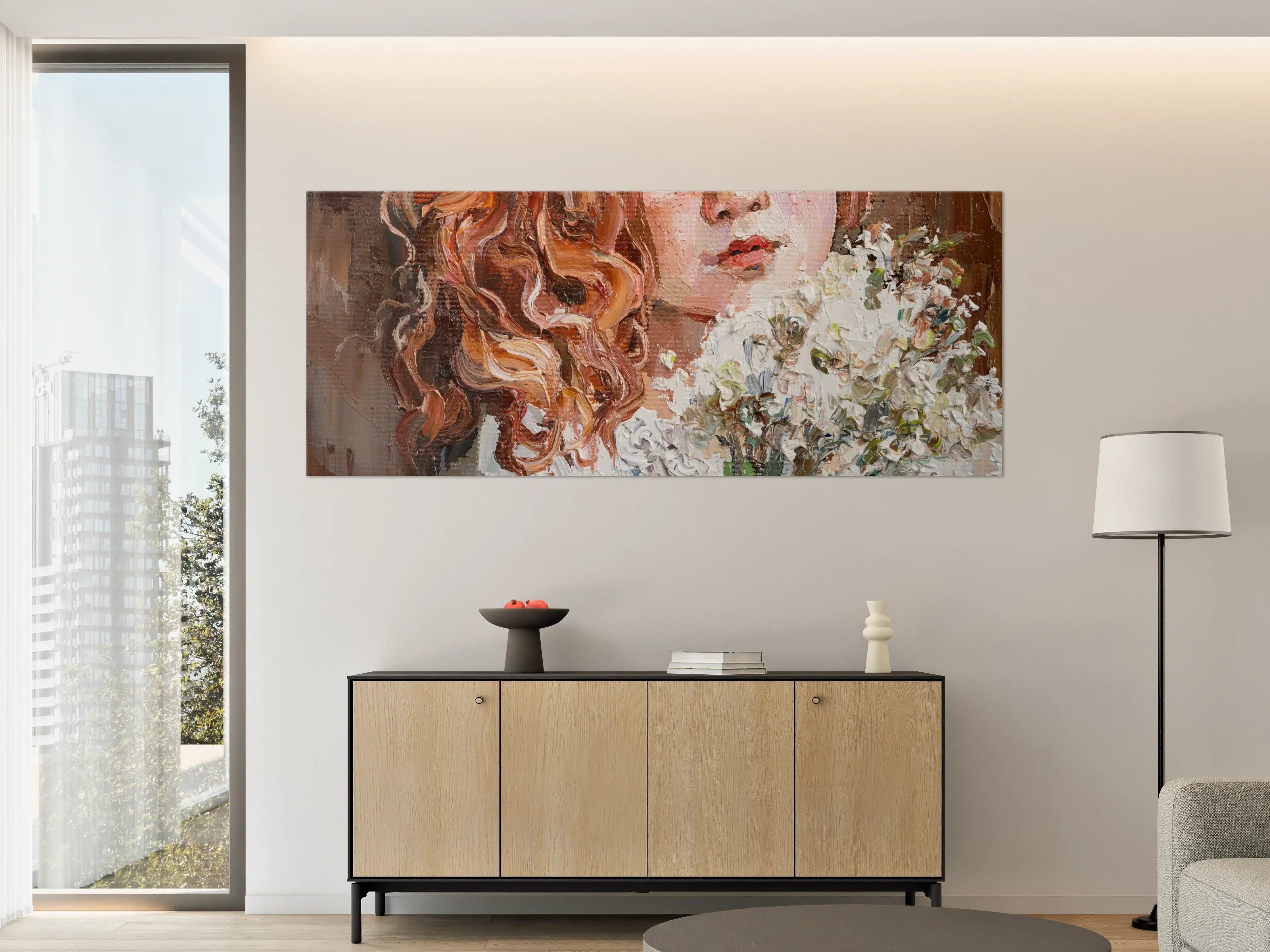 Große Wandbilder - Romantisches Portrait mit Blumenbouquet