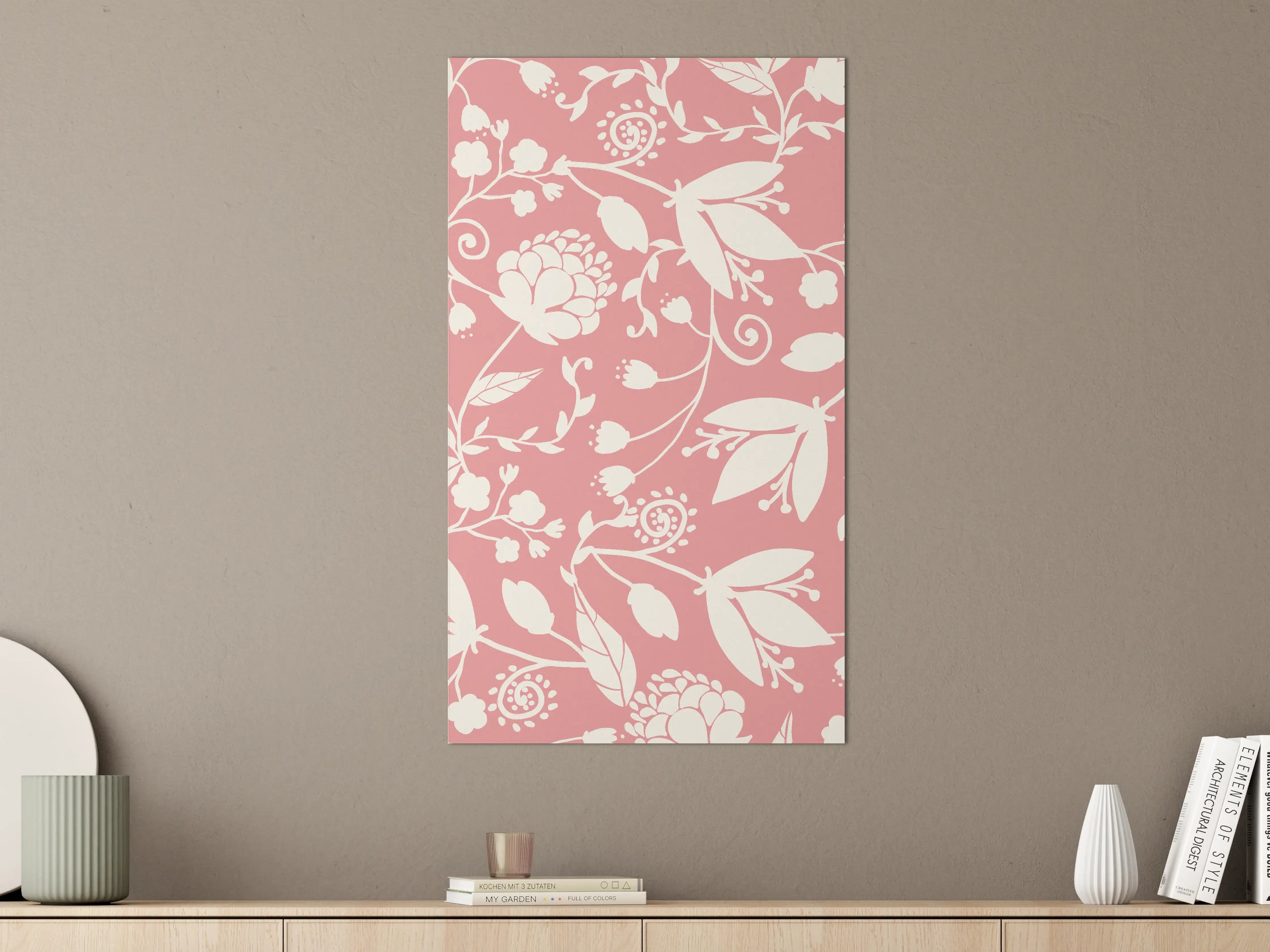 Große Wandbilder - Rosa Blütenmuster Wanddesign