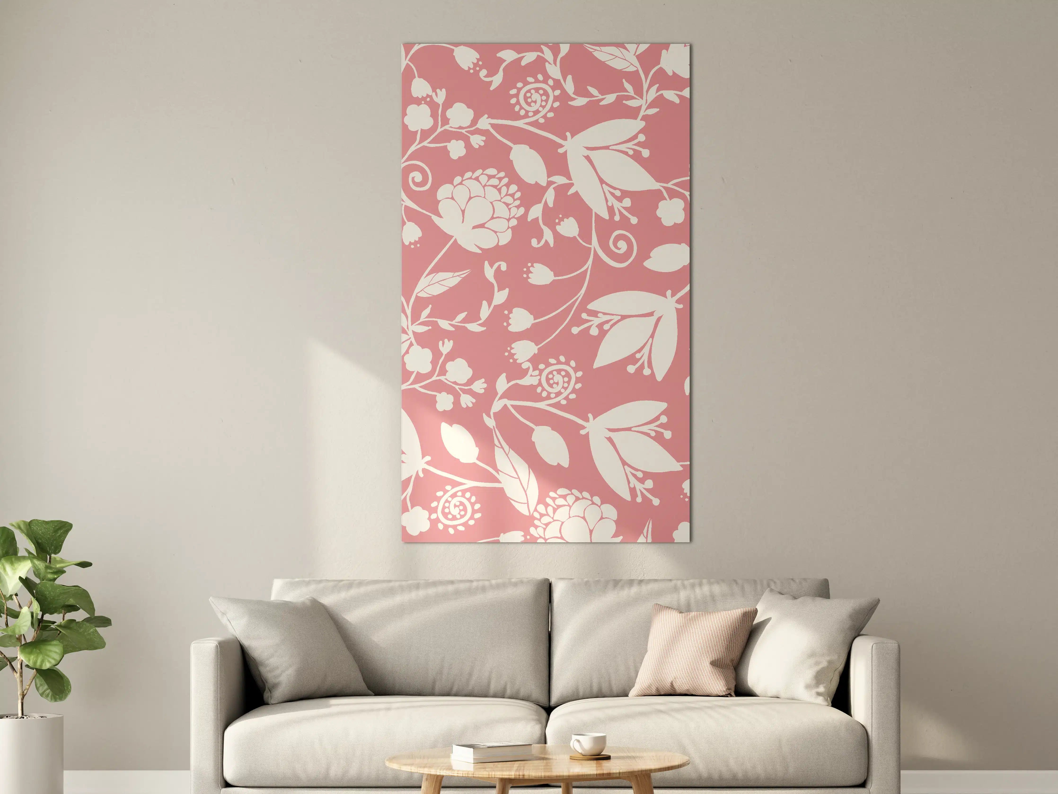 Große Wandbilder - Rosa Blütenmuster Wanddesign