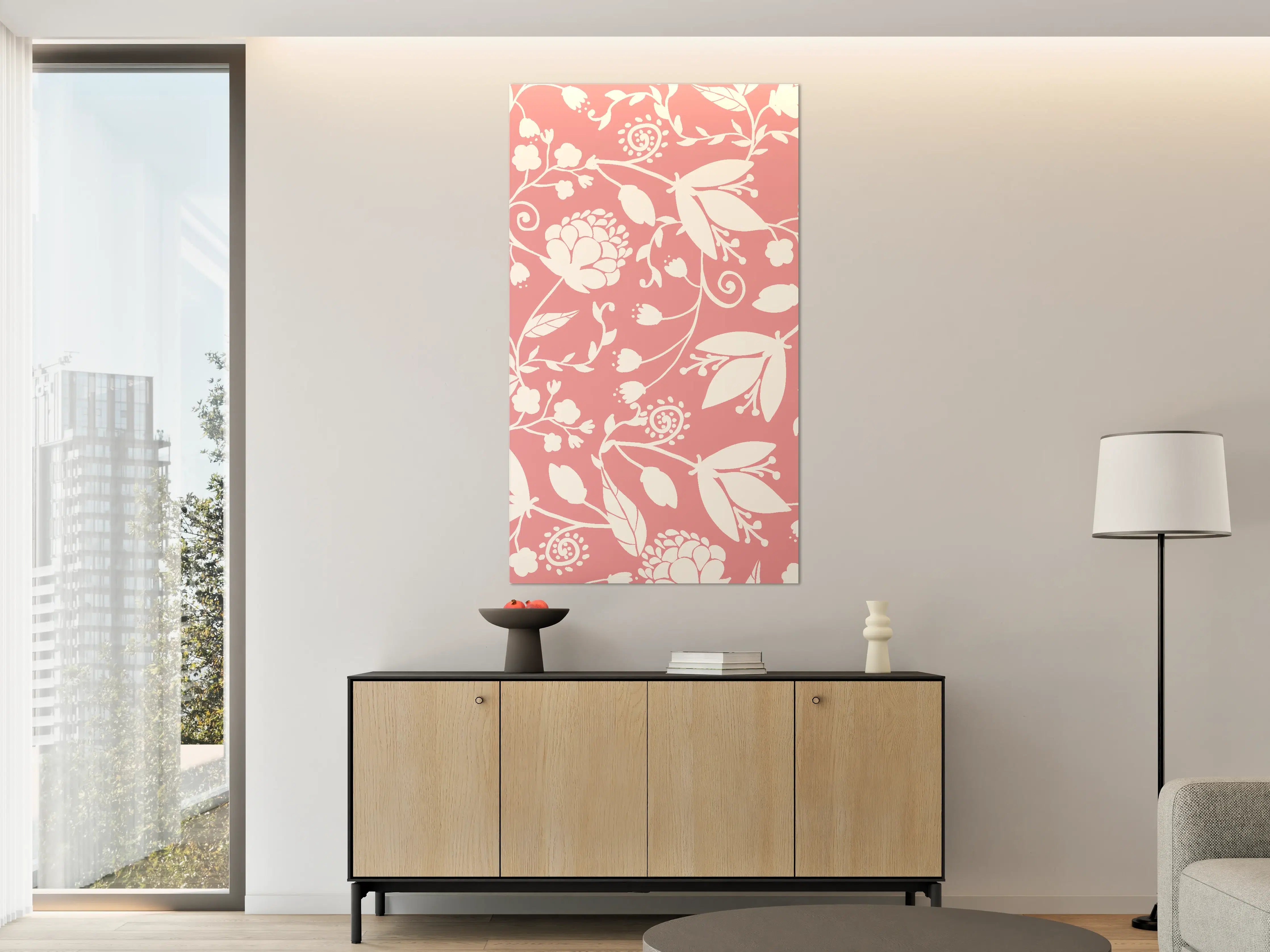 Große Wandbilder - Rosa Blütenmuster Wanddesign