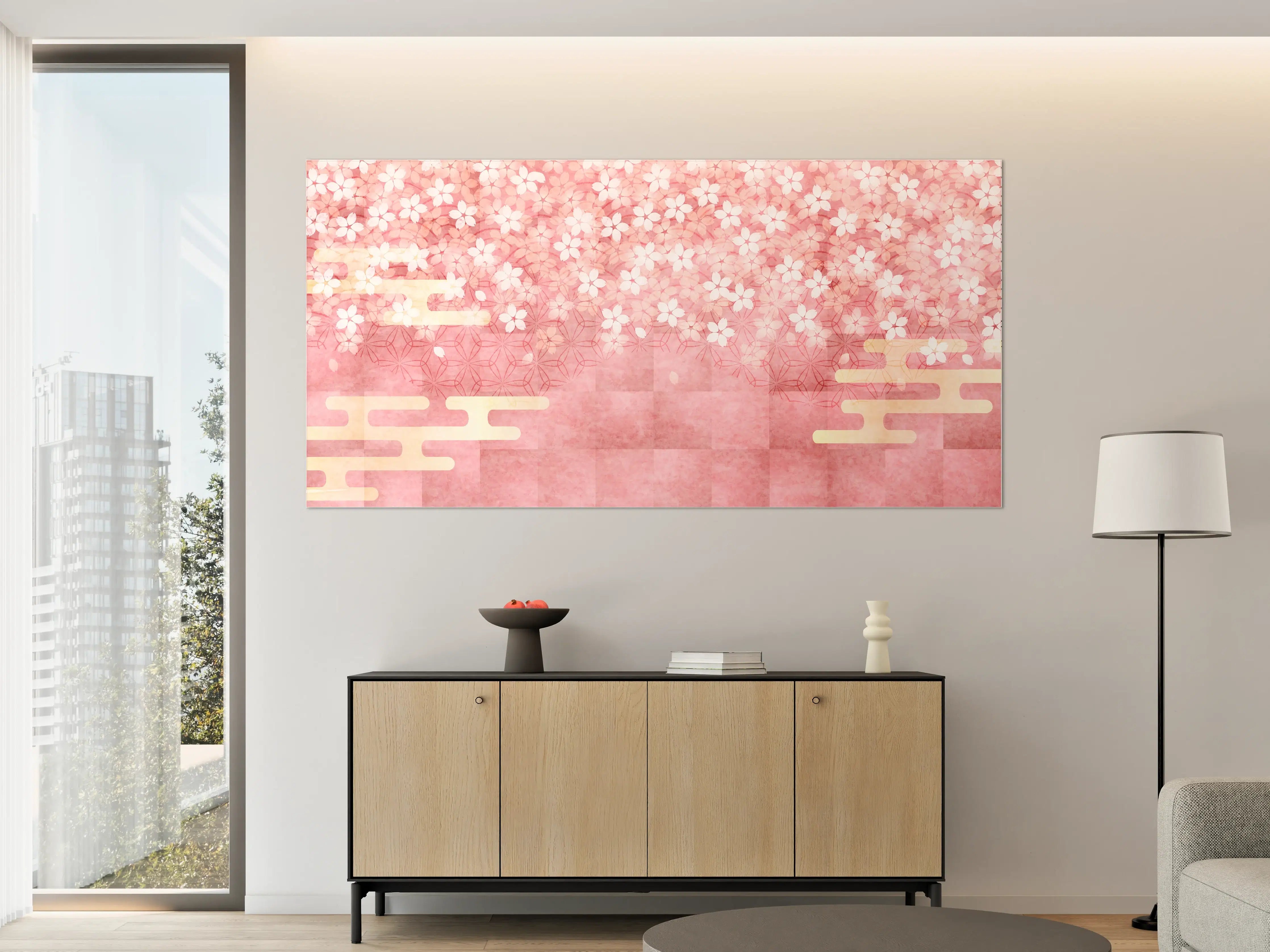 Große Wandbilder - Rosa Kirschblüten Muster