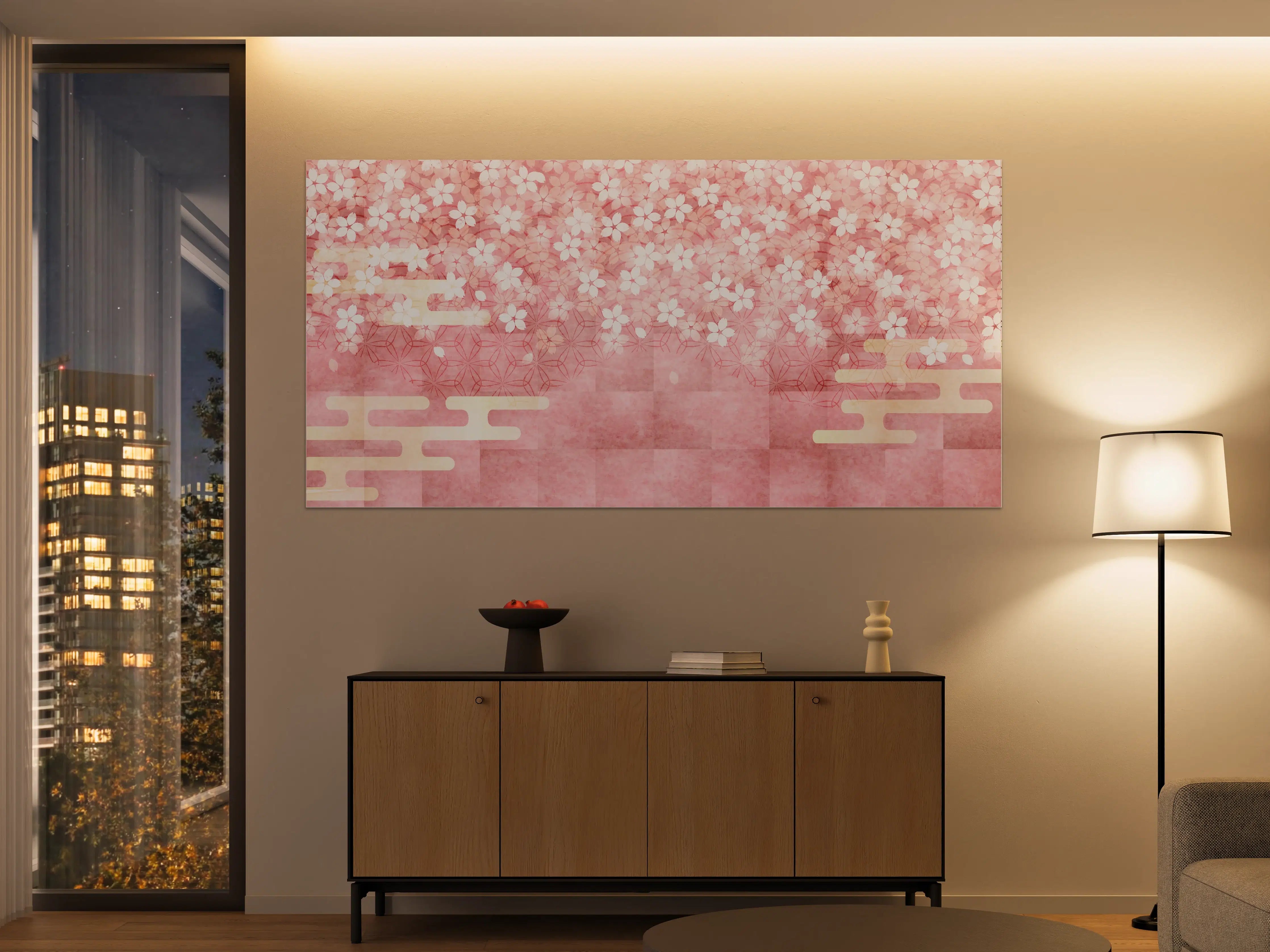 Große Wandbilder - Rosa Kirschblüten Muster