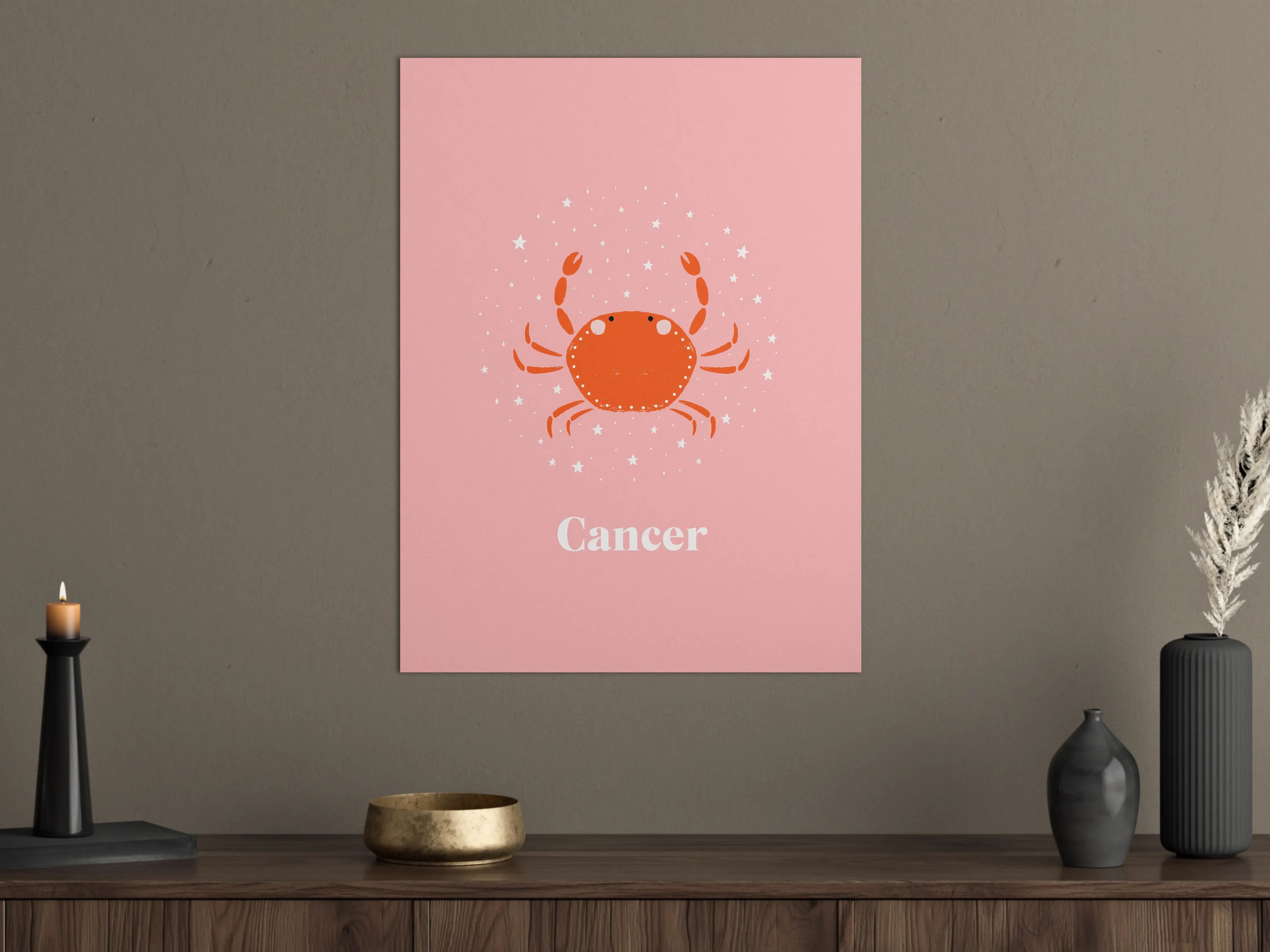 Große Wandbilder - Rosa Krebs Sternzeichen