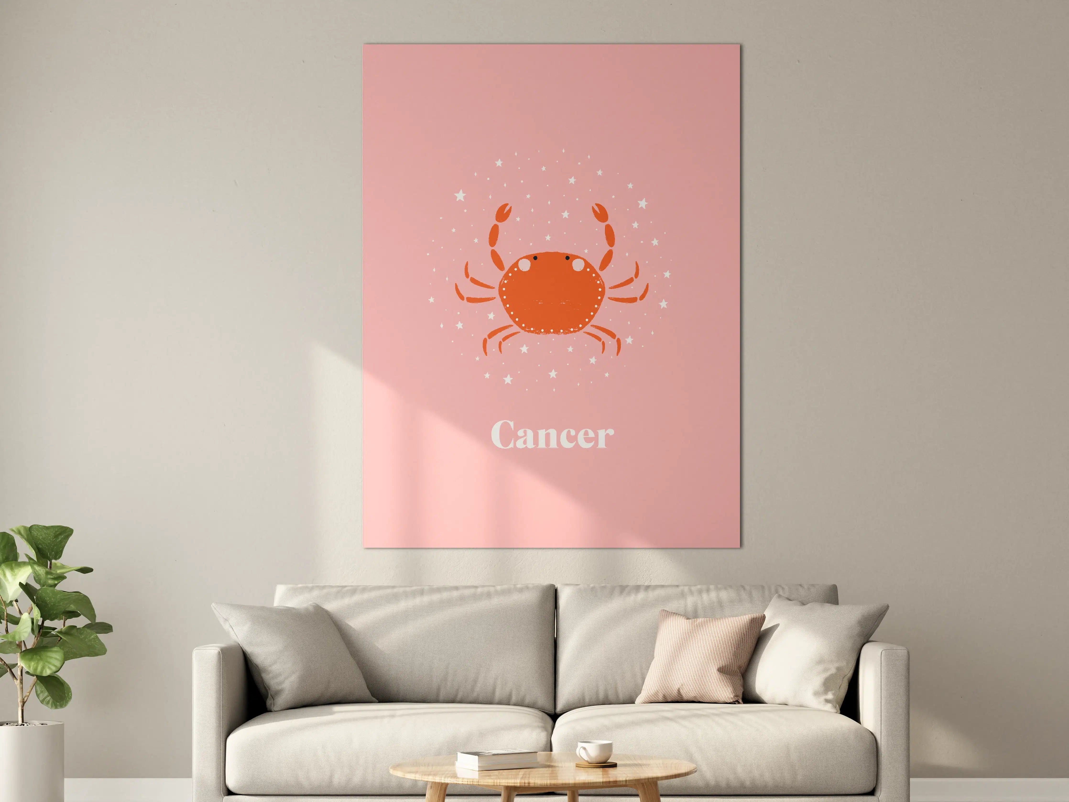 Große Wandbilder - Rosa Krebs Sternzeichen