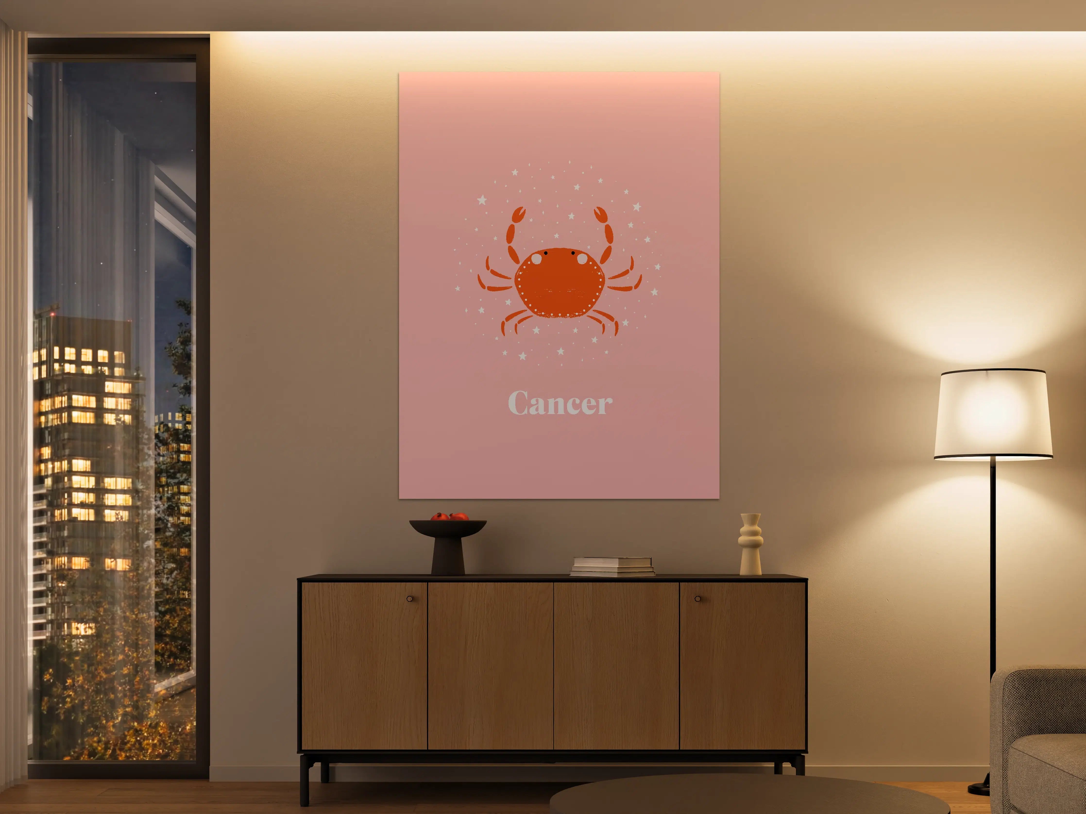 Große Wandbilder - Rosa Krebs Sternzeichen