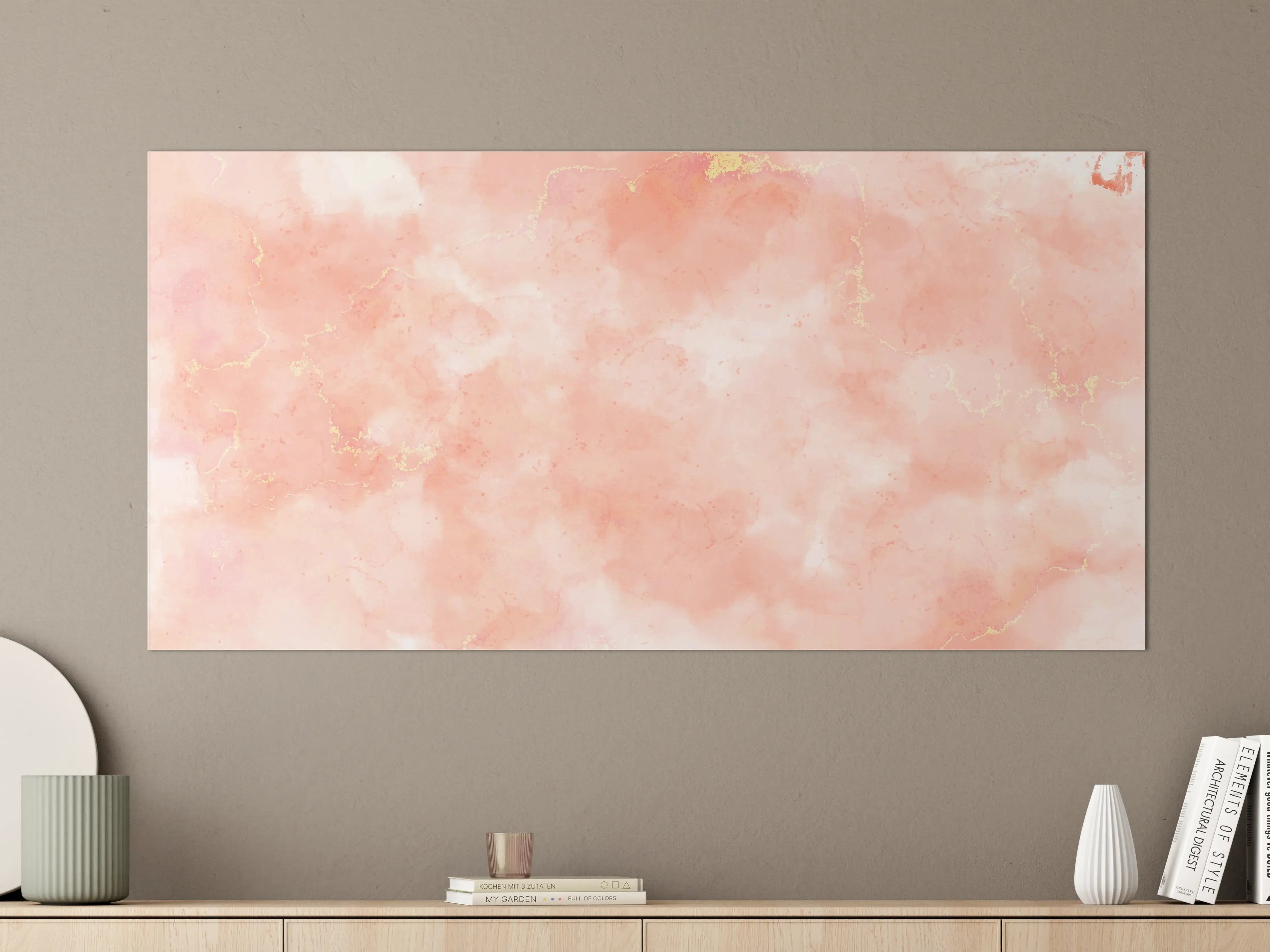 Große Wandbilder - Rosa Marmor Textur mit Goldakzenten