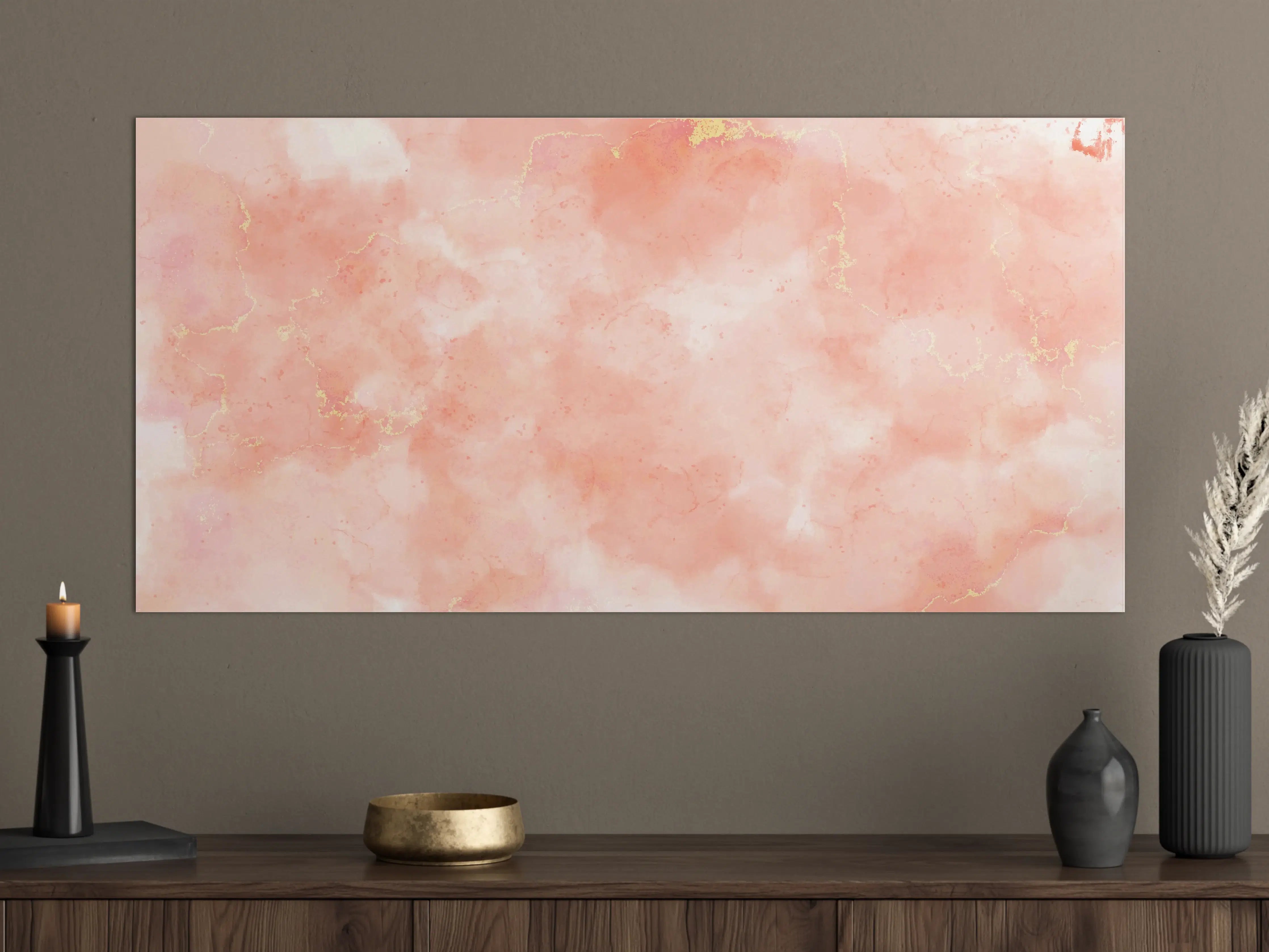 Große Wandbilder - Rosa Marmor Textur mit Goldakzenten