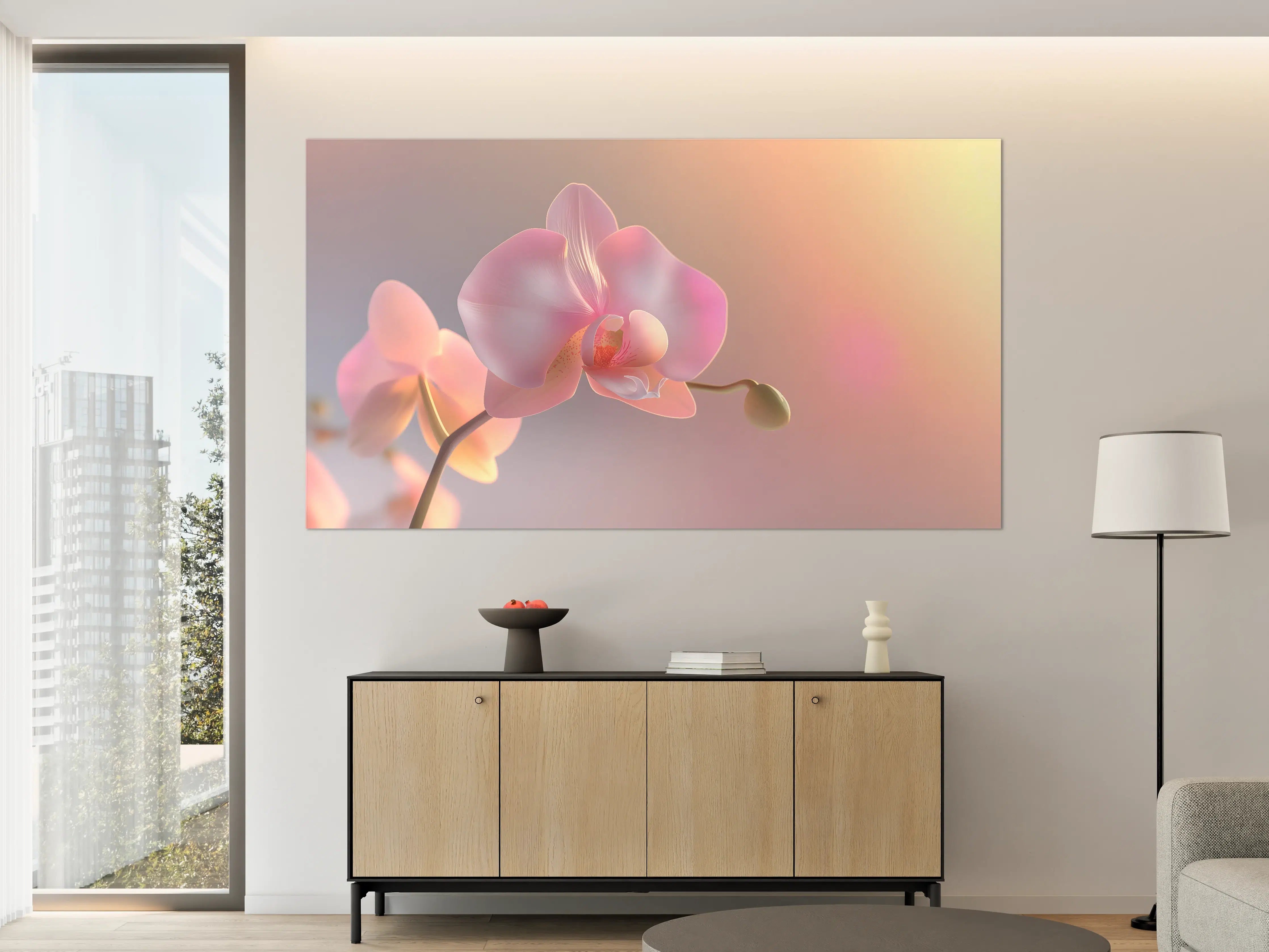Große Wandbilder - Rosa Orchidee Pastellhintergrund