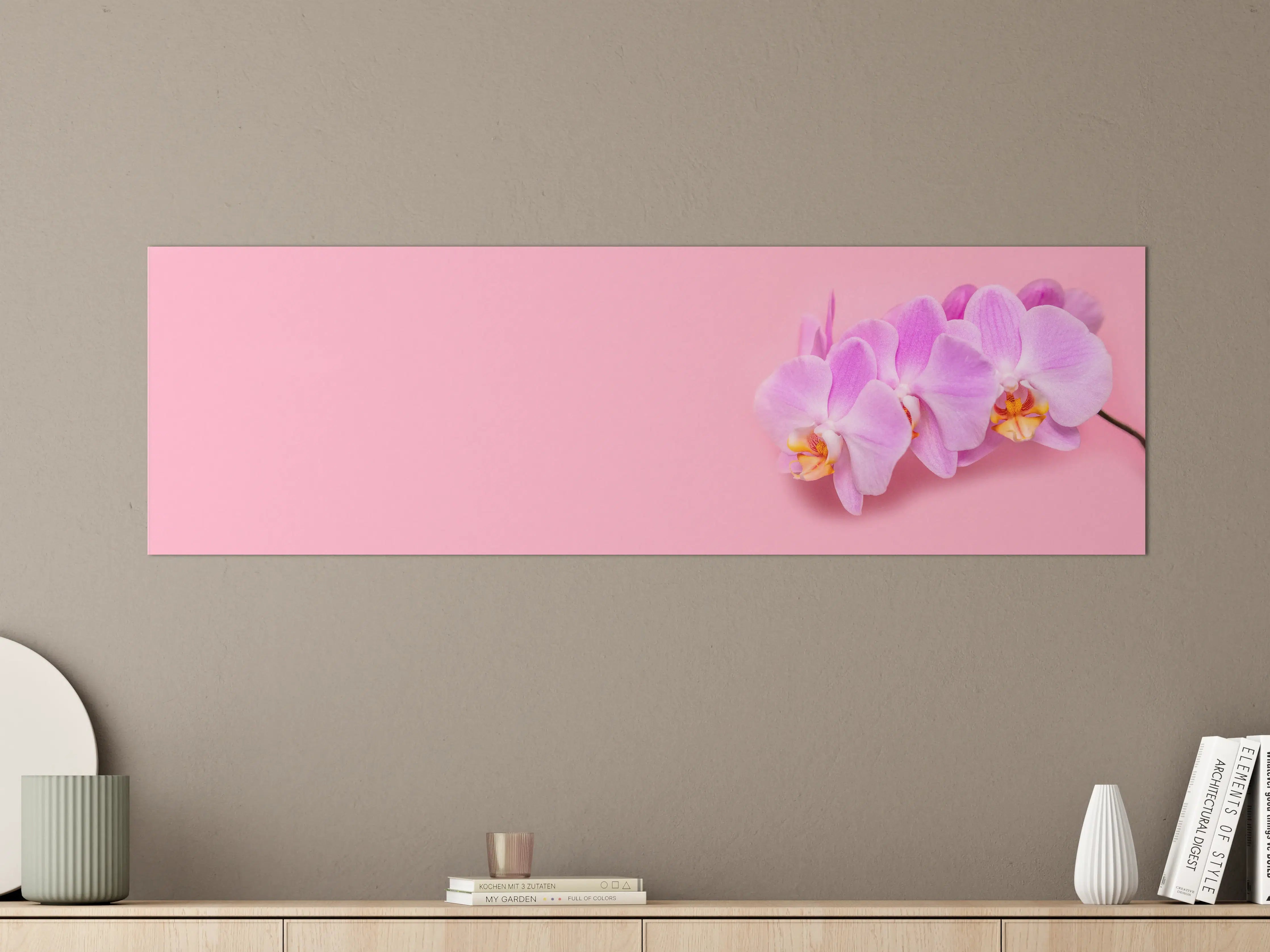 Große Wandbilder - Rosa Orchideen auf Pink