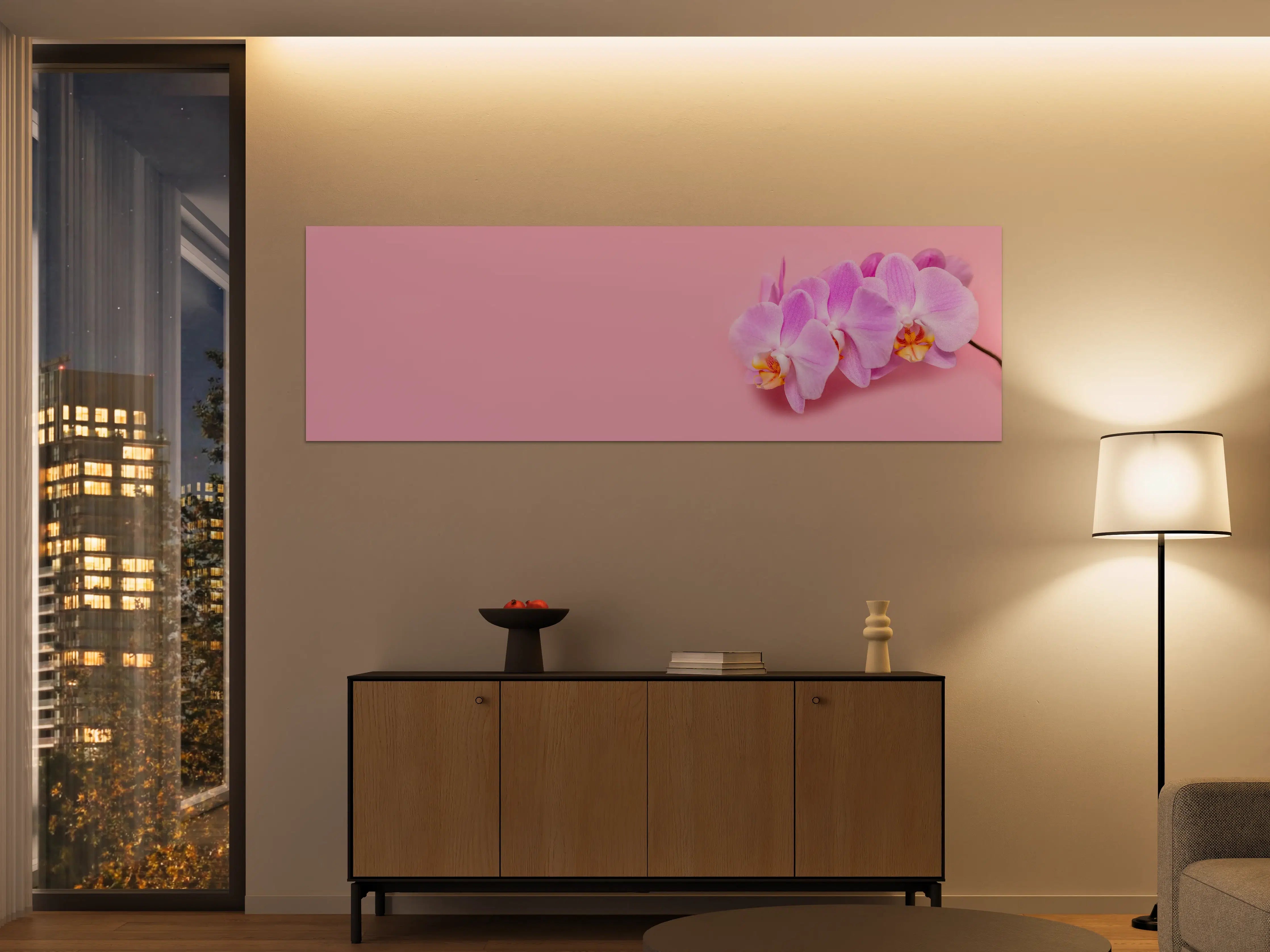 Große Wandbilder - Rosa Orchideen auf Pink