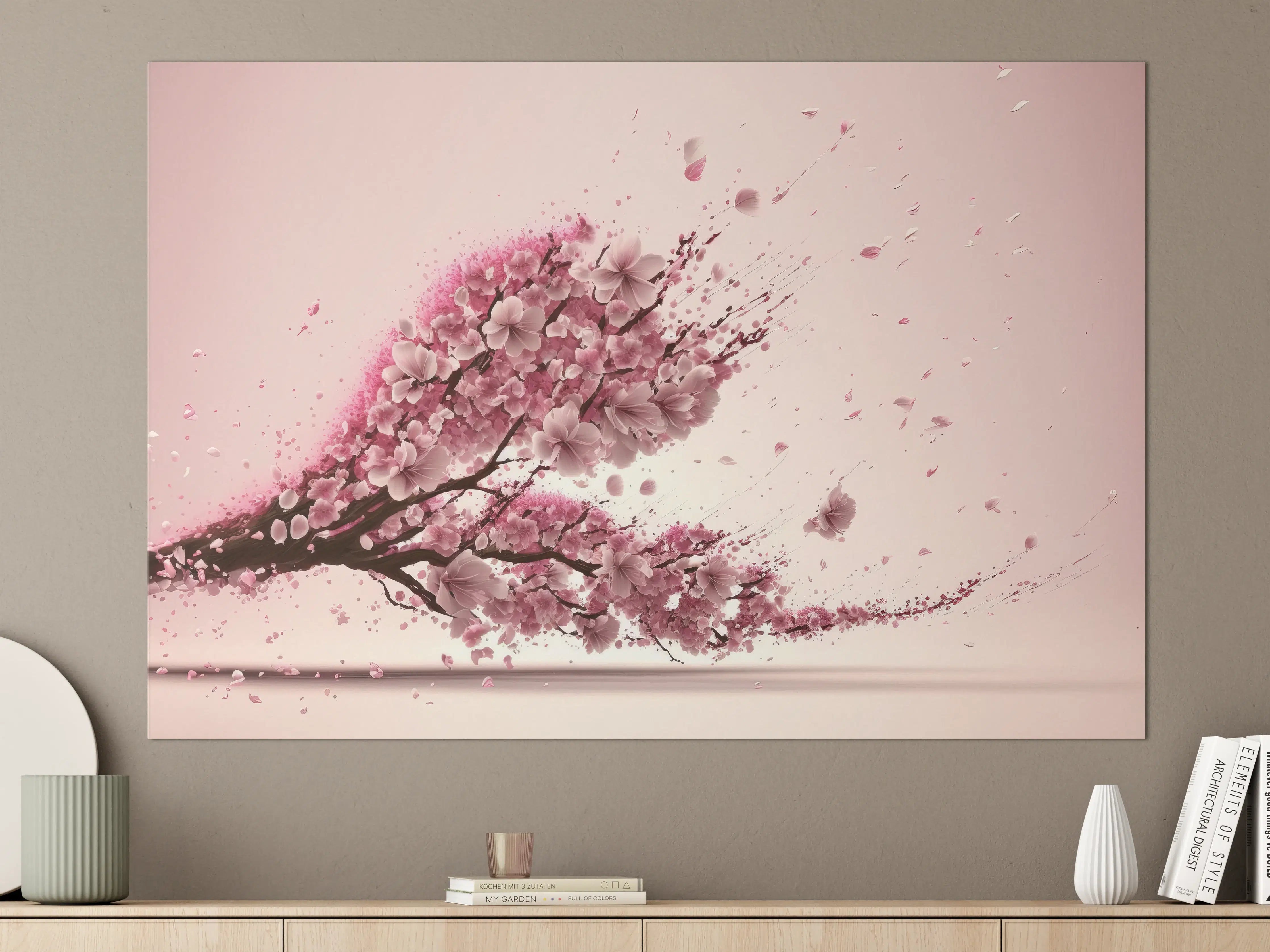 Große Wandbilder - Rosa Sakura Kirschblütenzweig