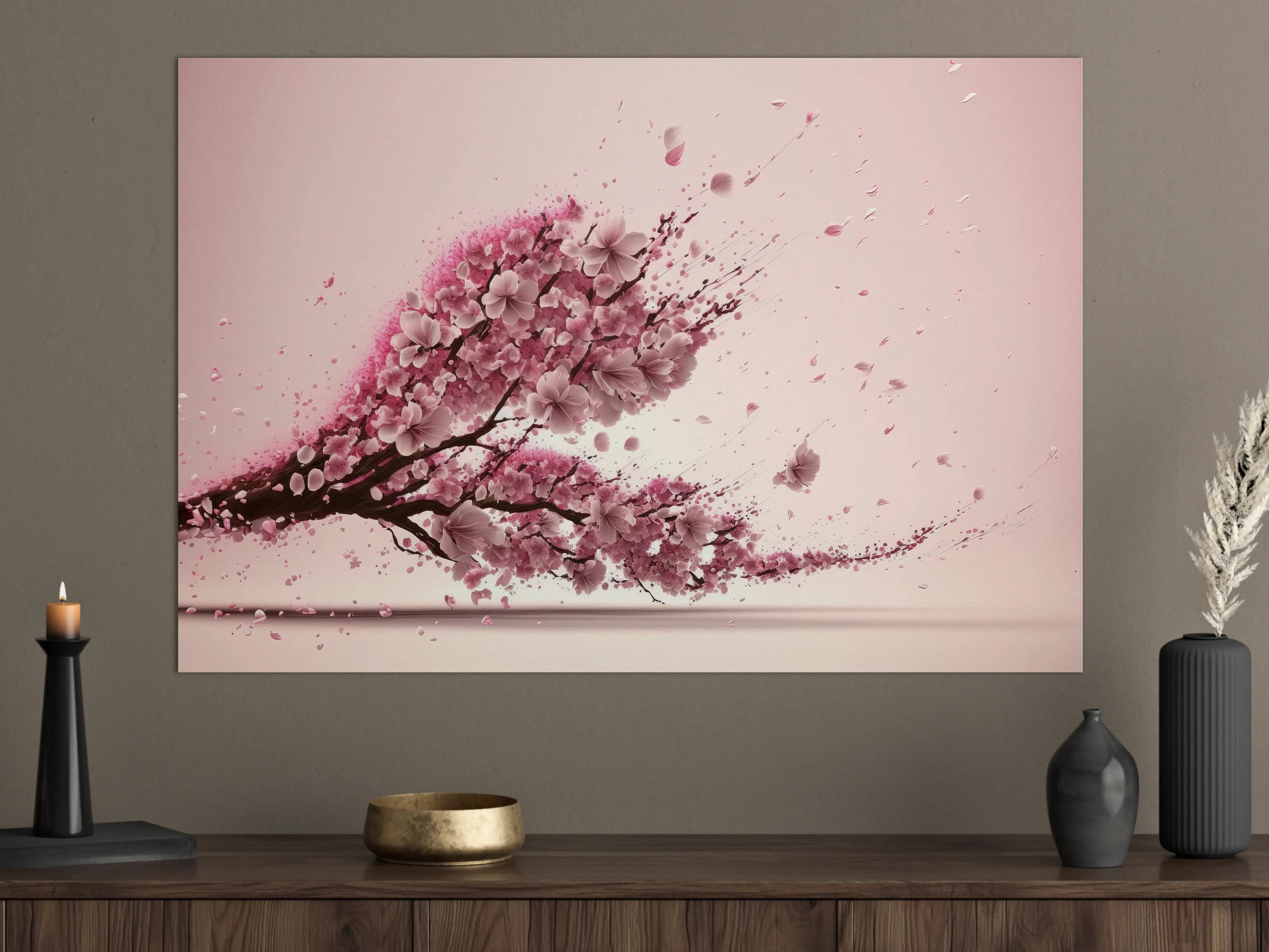 Große Wandbilder - Rosa Sakura Kirschblütenzweig