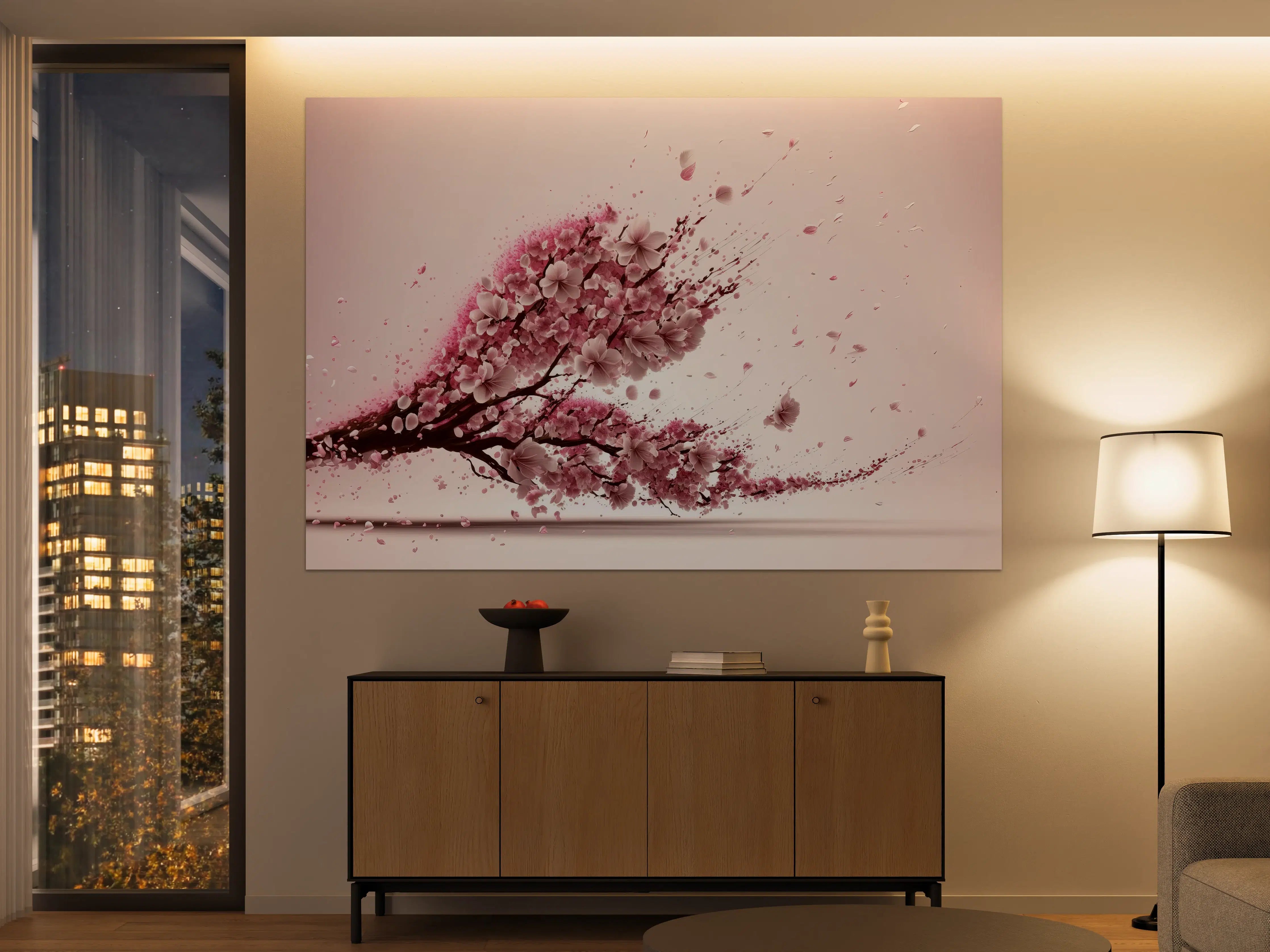 Große Wandbilder - Rosa Sakura Kirschblütenzweig