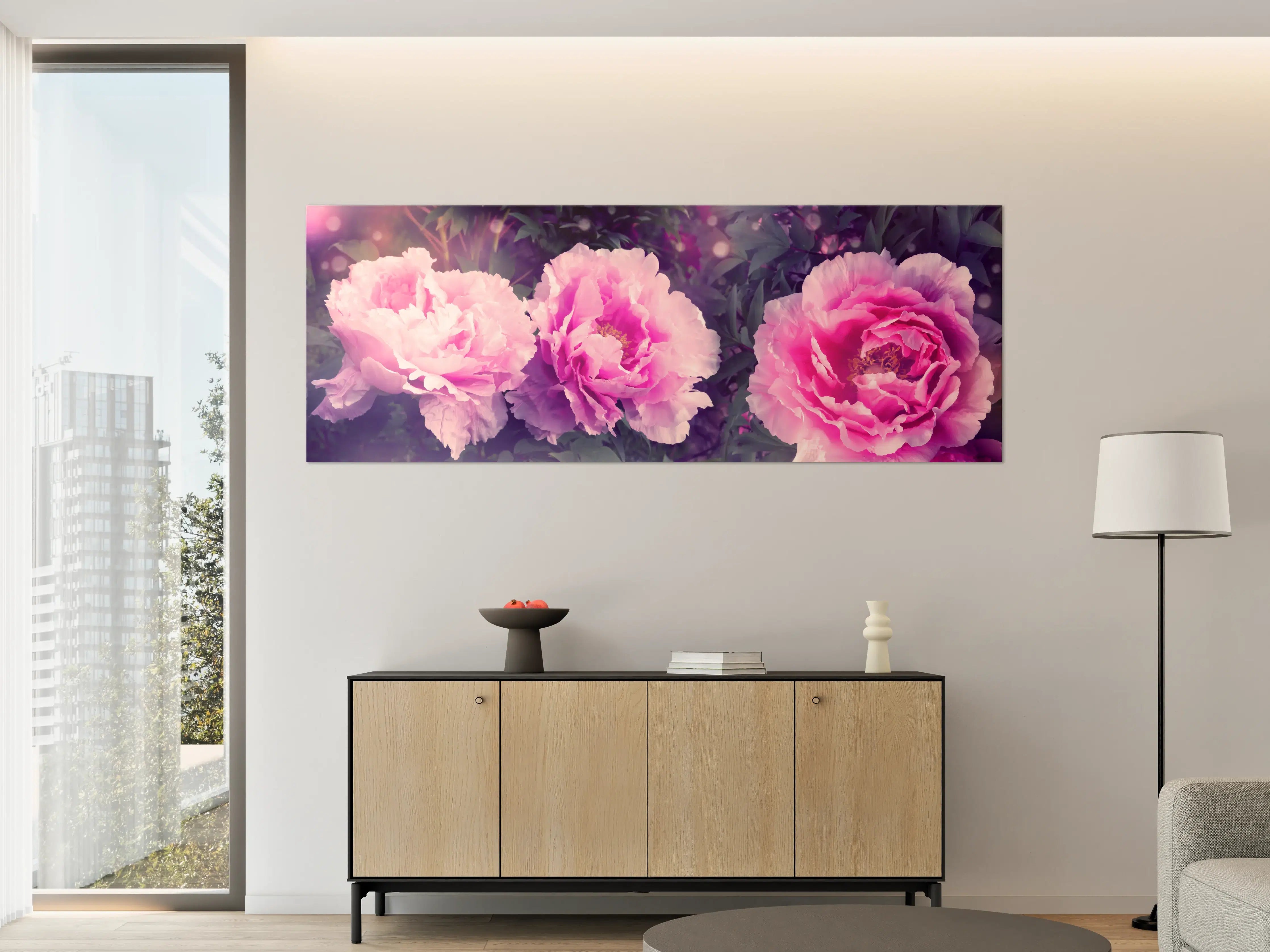Große Wandbilder - Rosa-Weiße Pfingstrosen