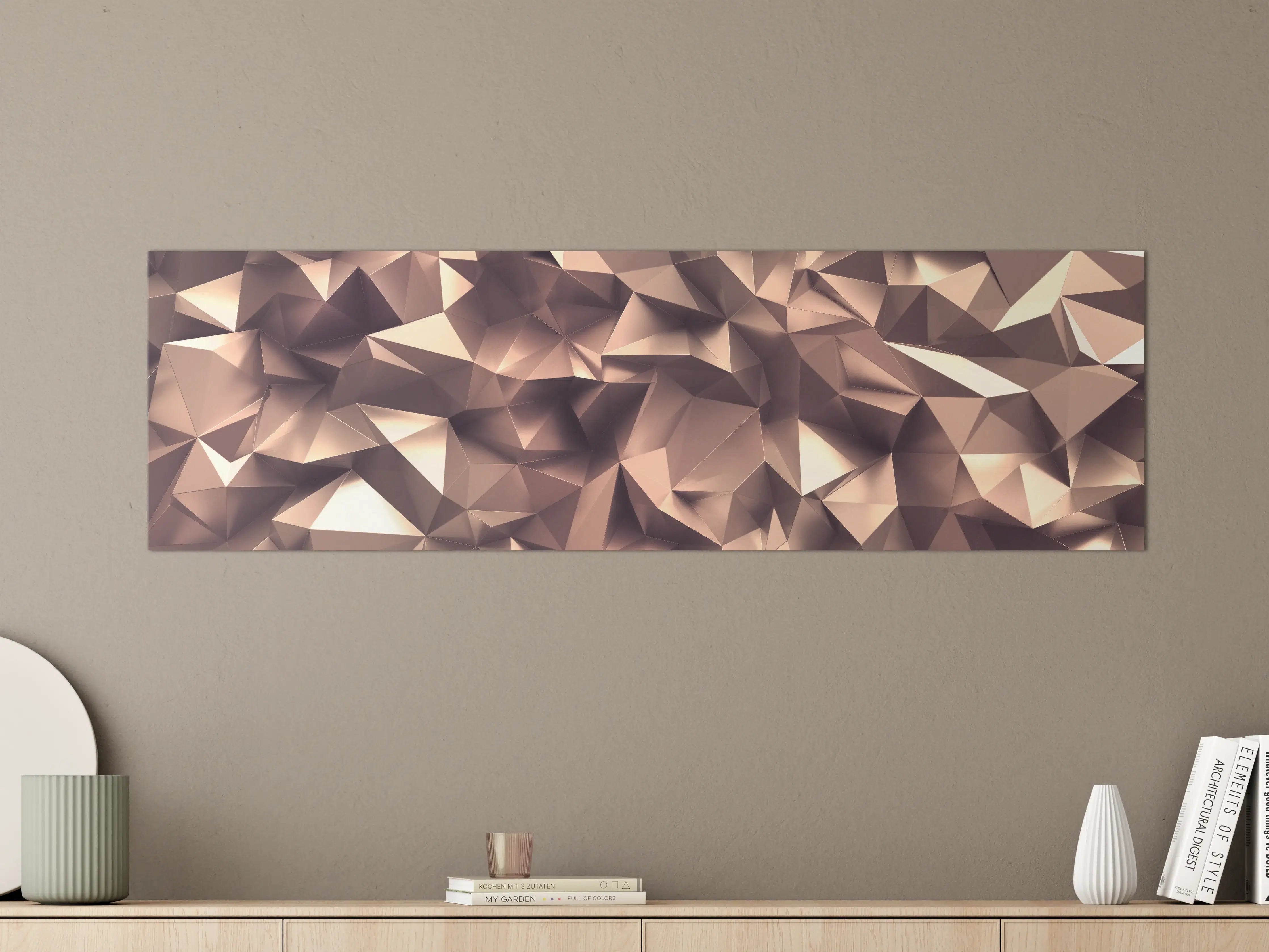 Große Wandbilder - Roségold Kristall-Polygon-Hintergrund