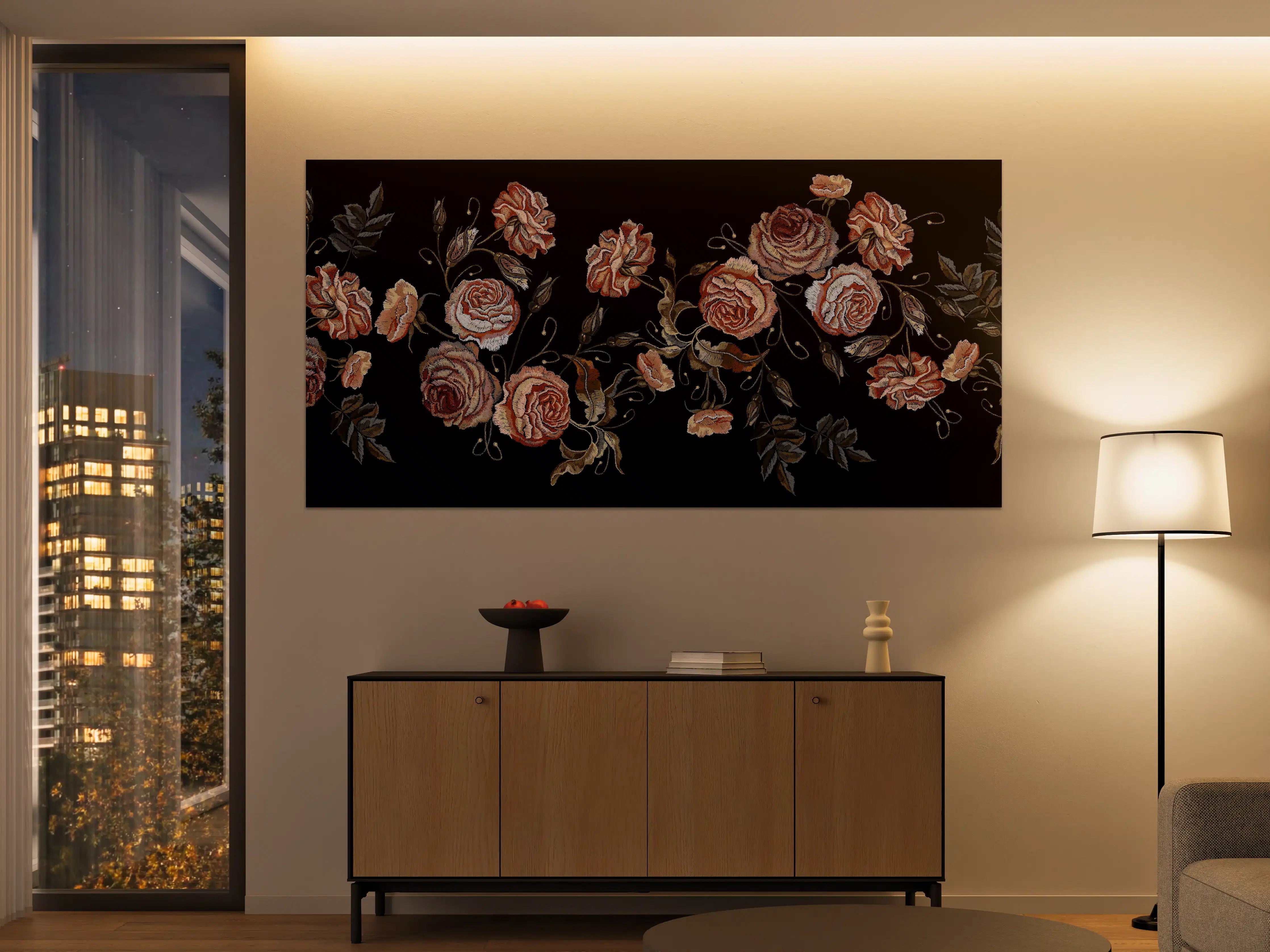 Große Wandbilder - Rosen in der Dunkelheit