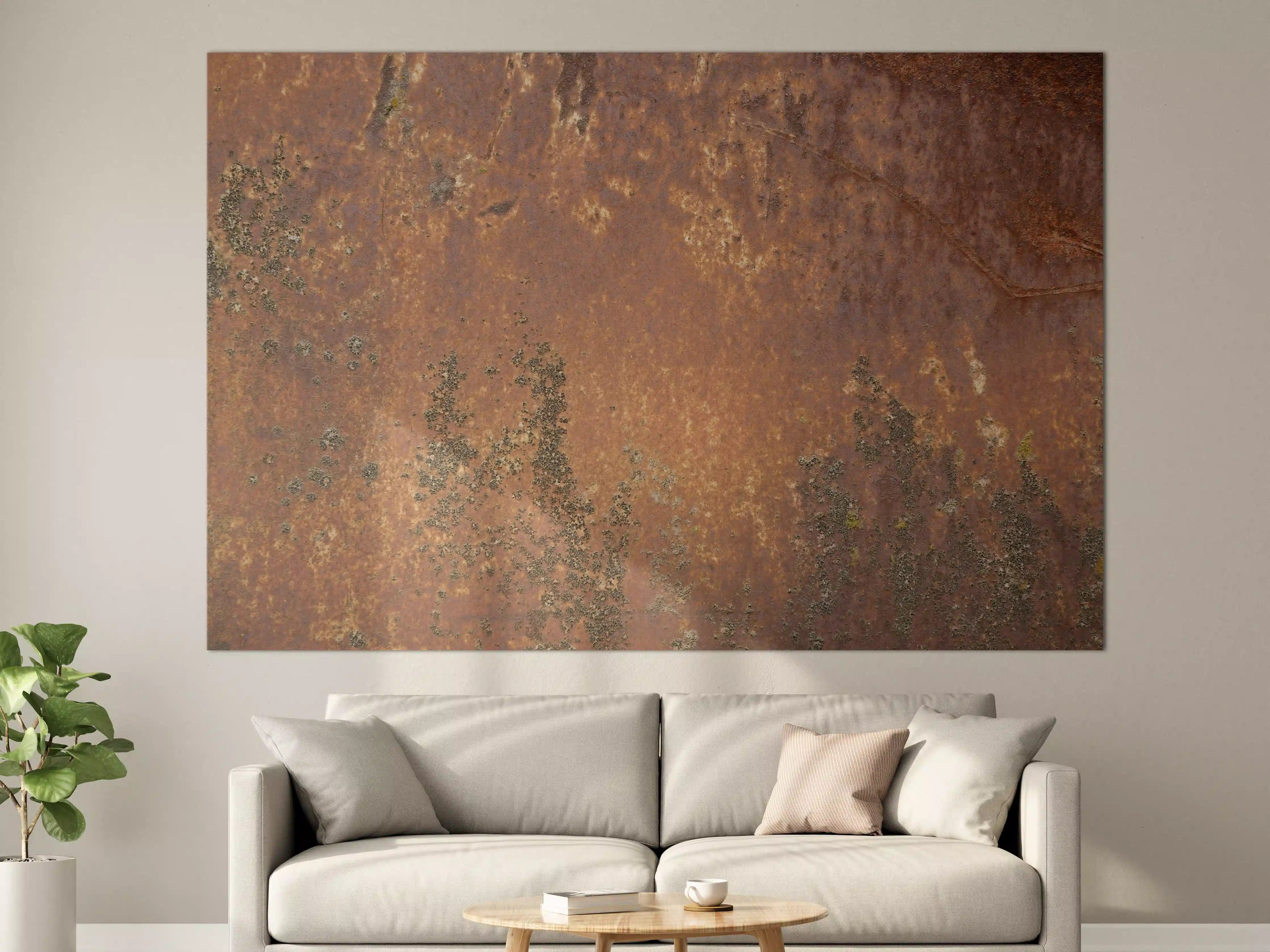 Große Wandbilder - Rostige Metalloberfläche mit grüner Patina