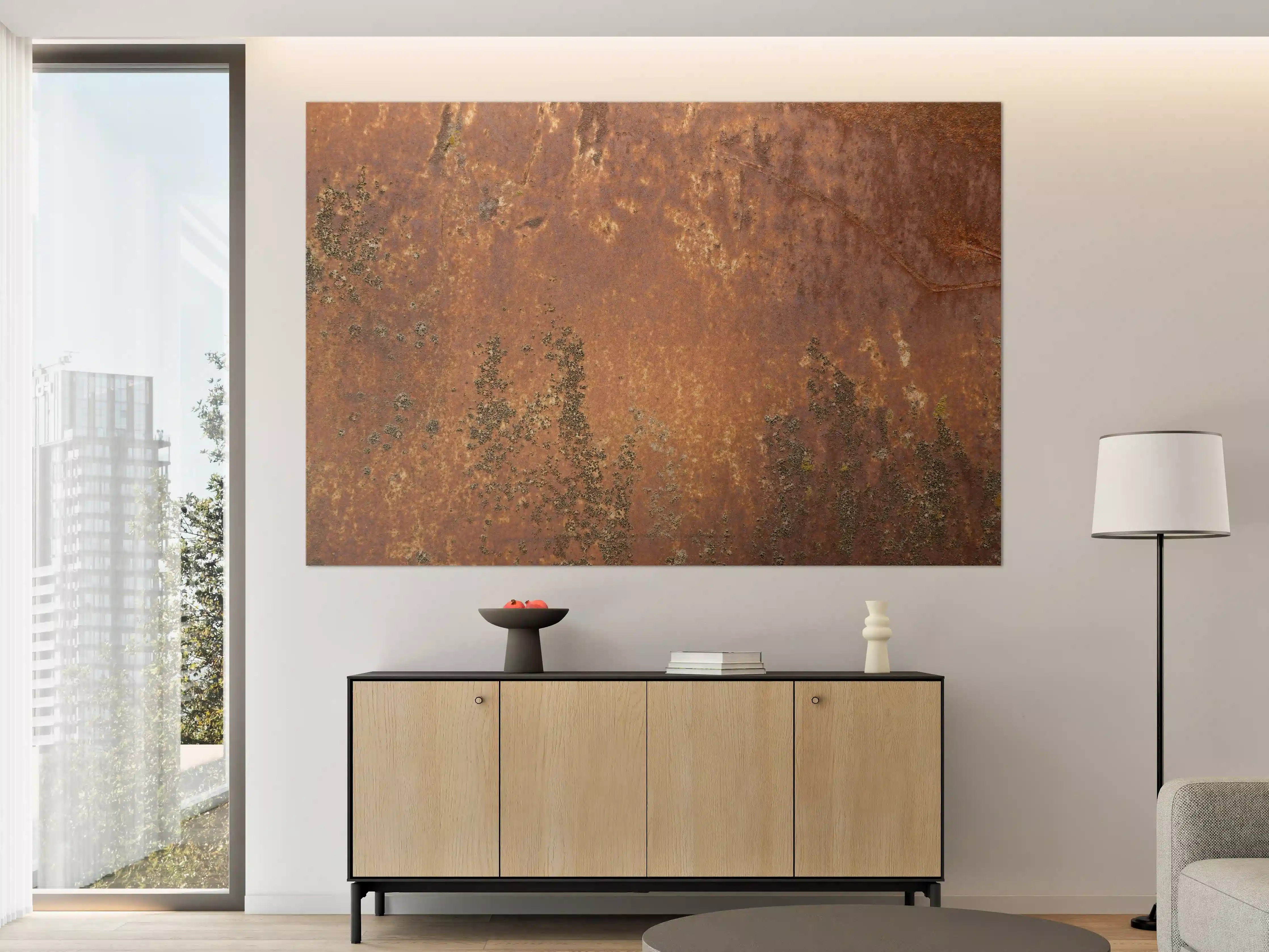 Große Wandbilder - Rostige Metalloberfläche mit grüner Patina