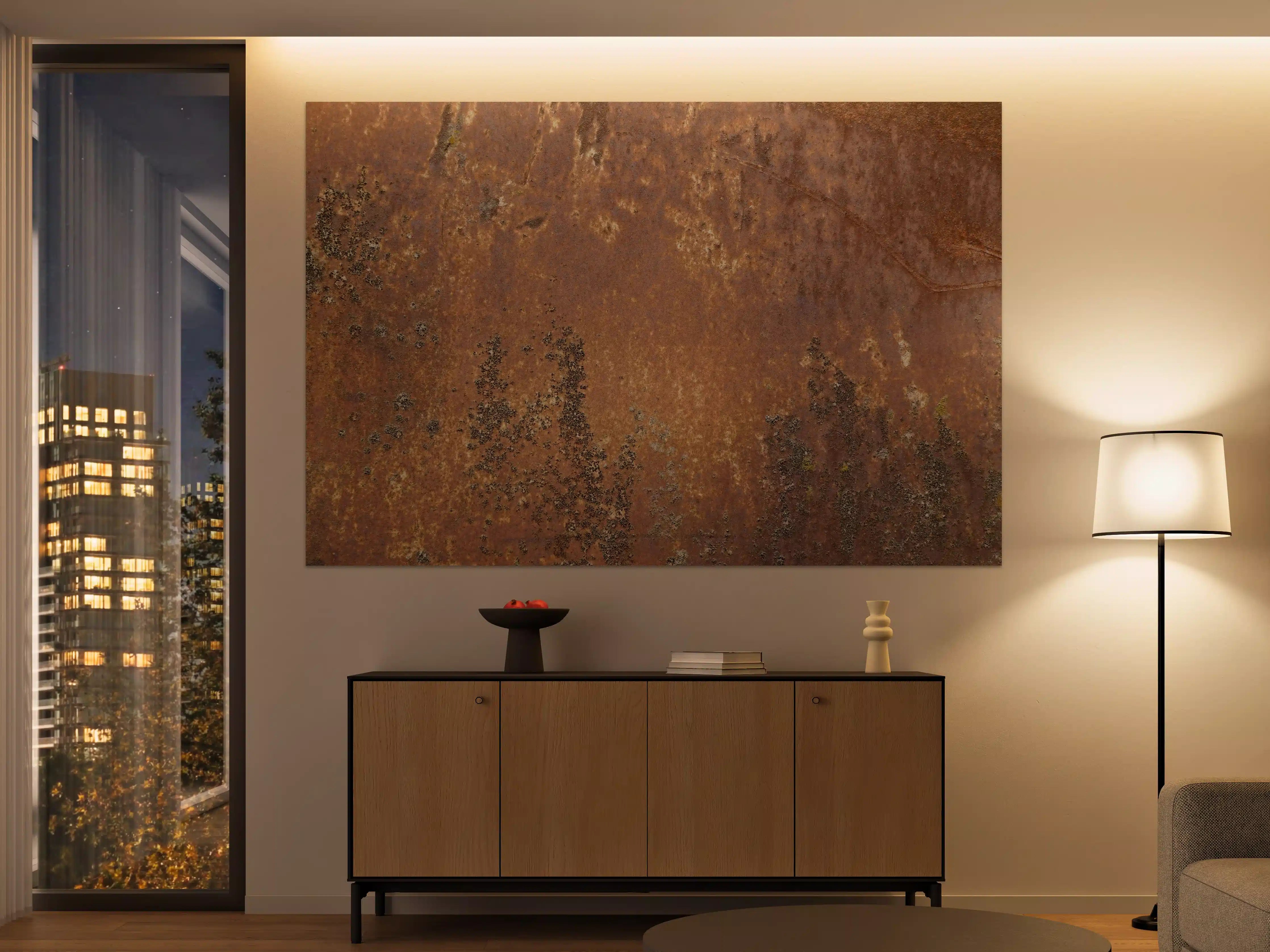 Große Wandbilder - Rostige Metalloberfläche mit grüner Patina