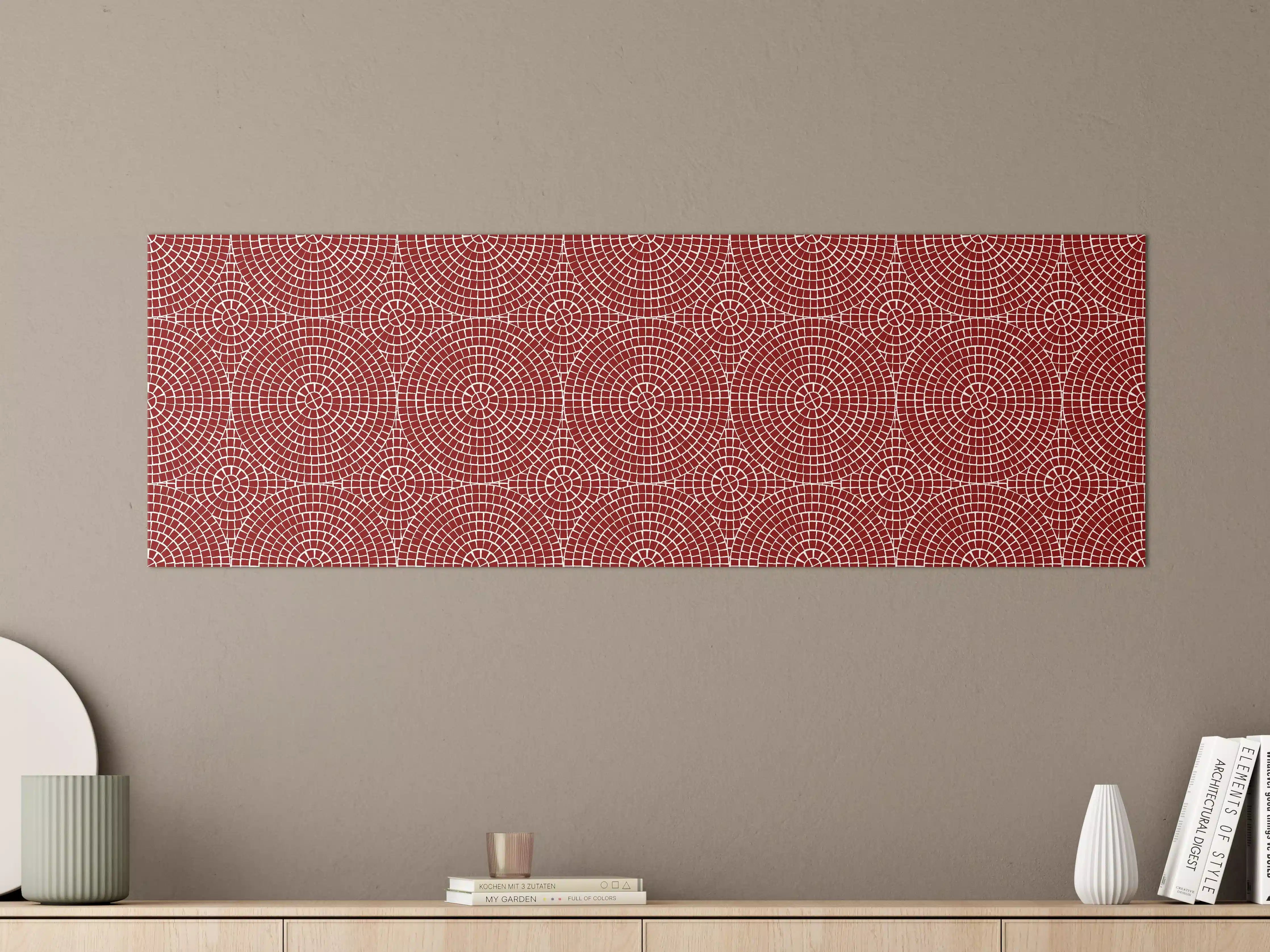 Große Wandbilder - Rot-Weiße Geometrische Musterwandkunst
