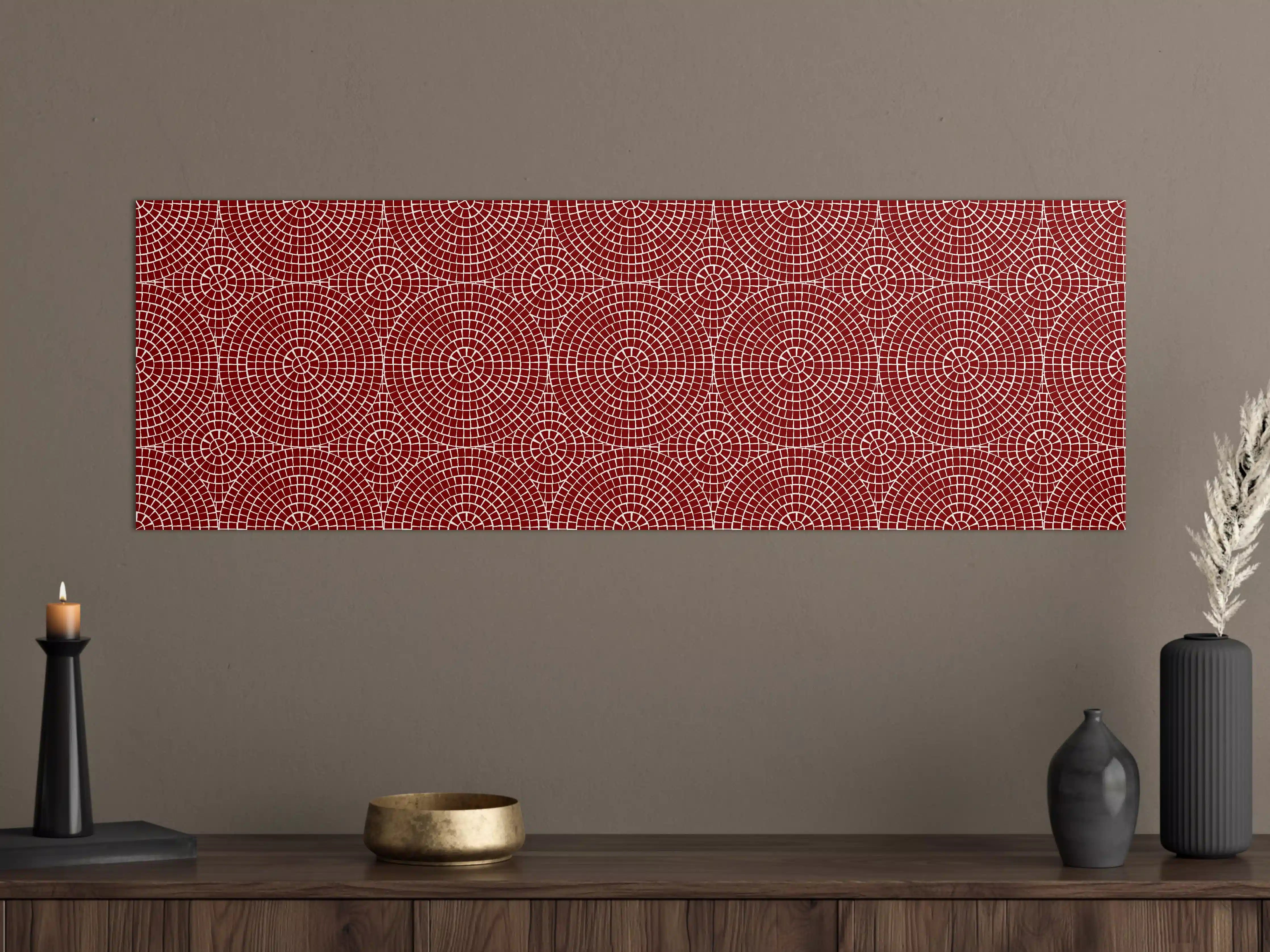 Große Wandbilder - Rot-Weiße Geometrische Musterwandkunst