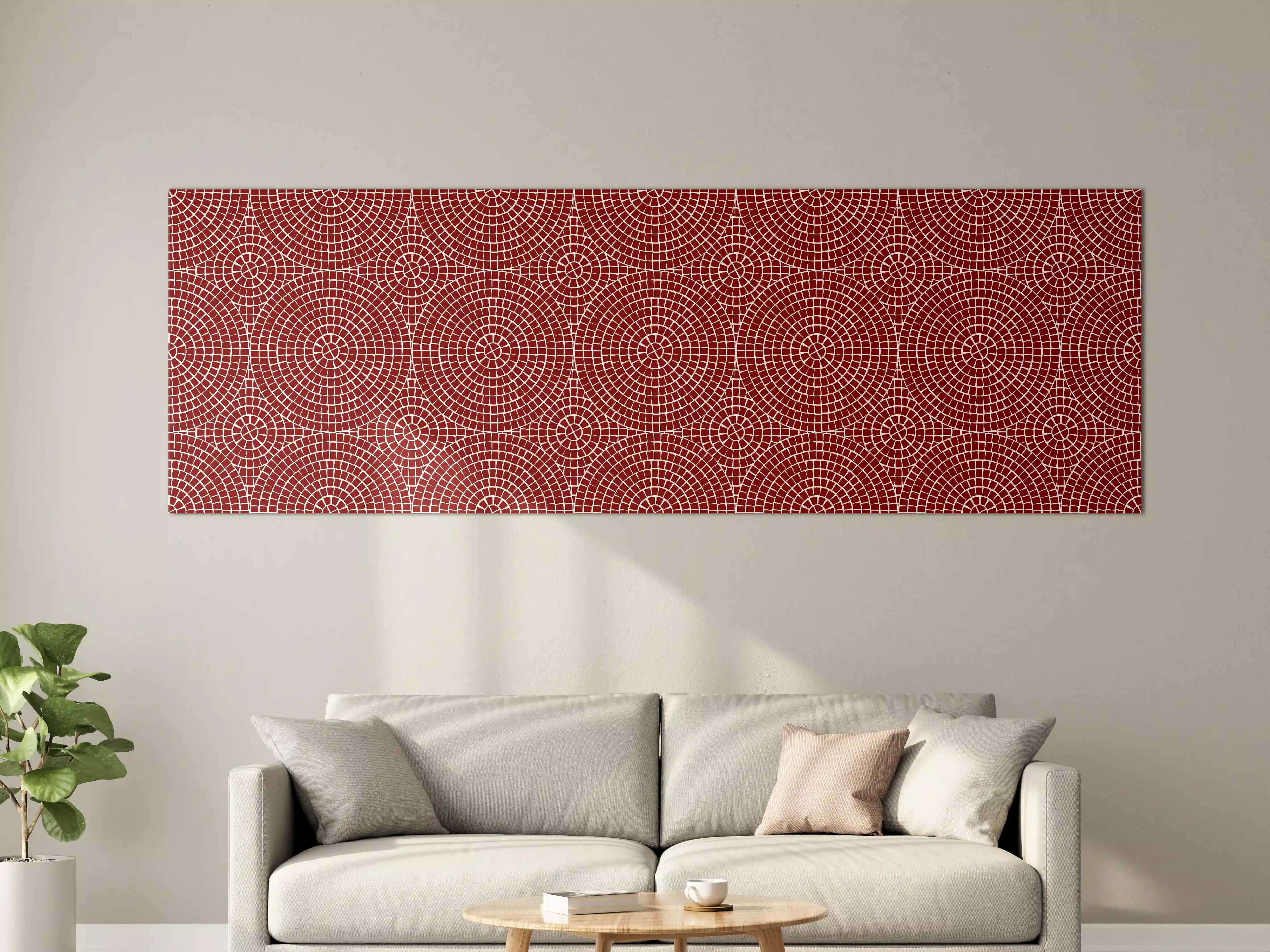 Große Wandbilder - Rot-Weiße Geometrische Musterwandkunst
