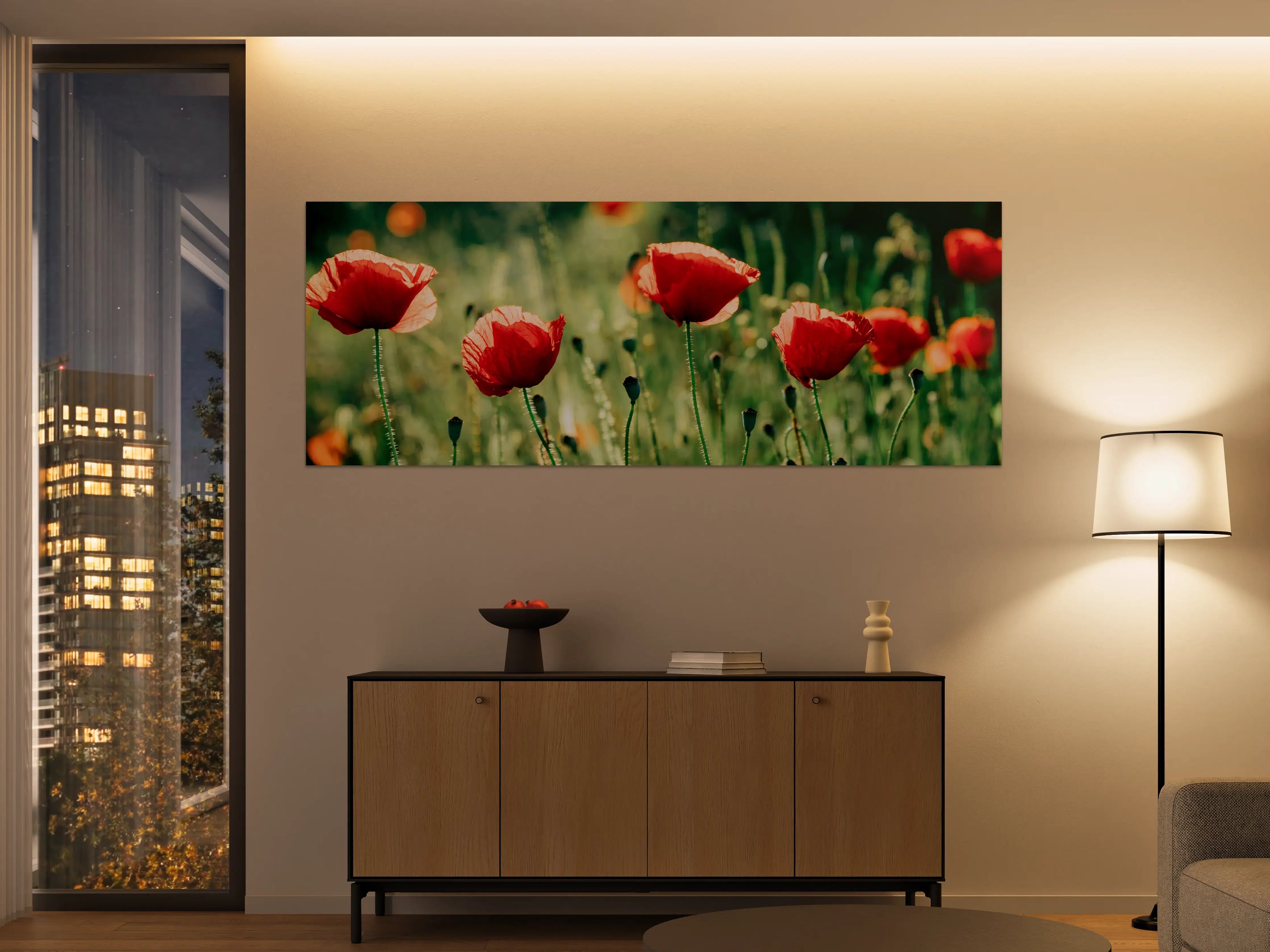 Große Wandbilder - Rote Mohnblumen Sommerwiese