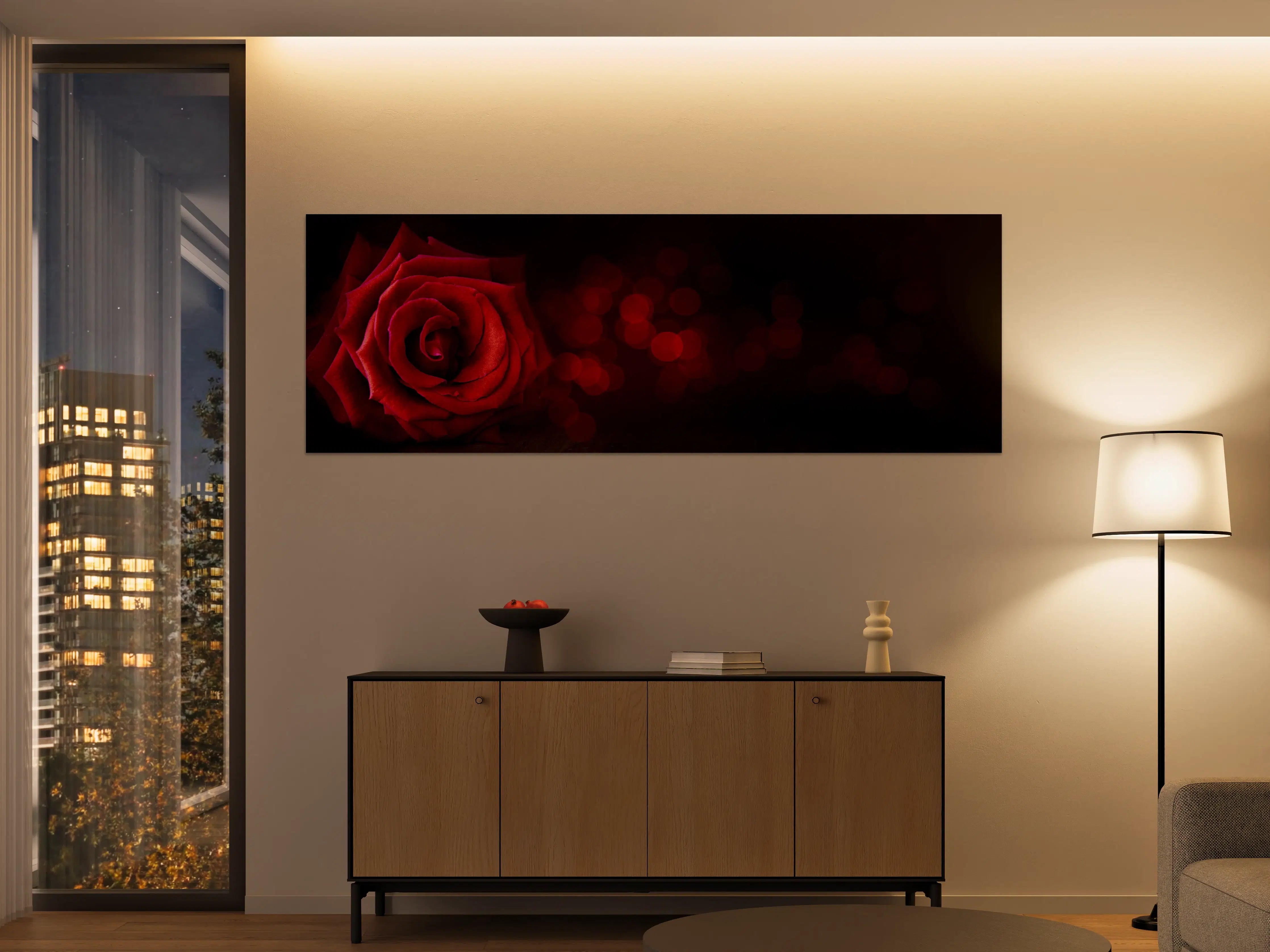 Große Wandbilder - Rote Rose auf schwarzem Hintergrund