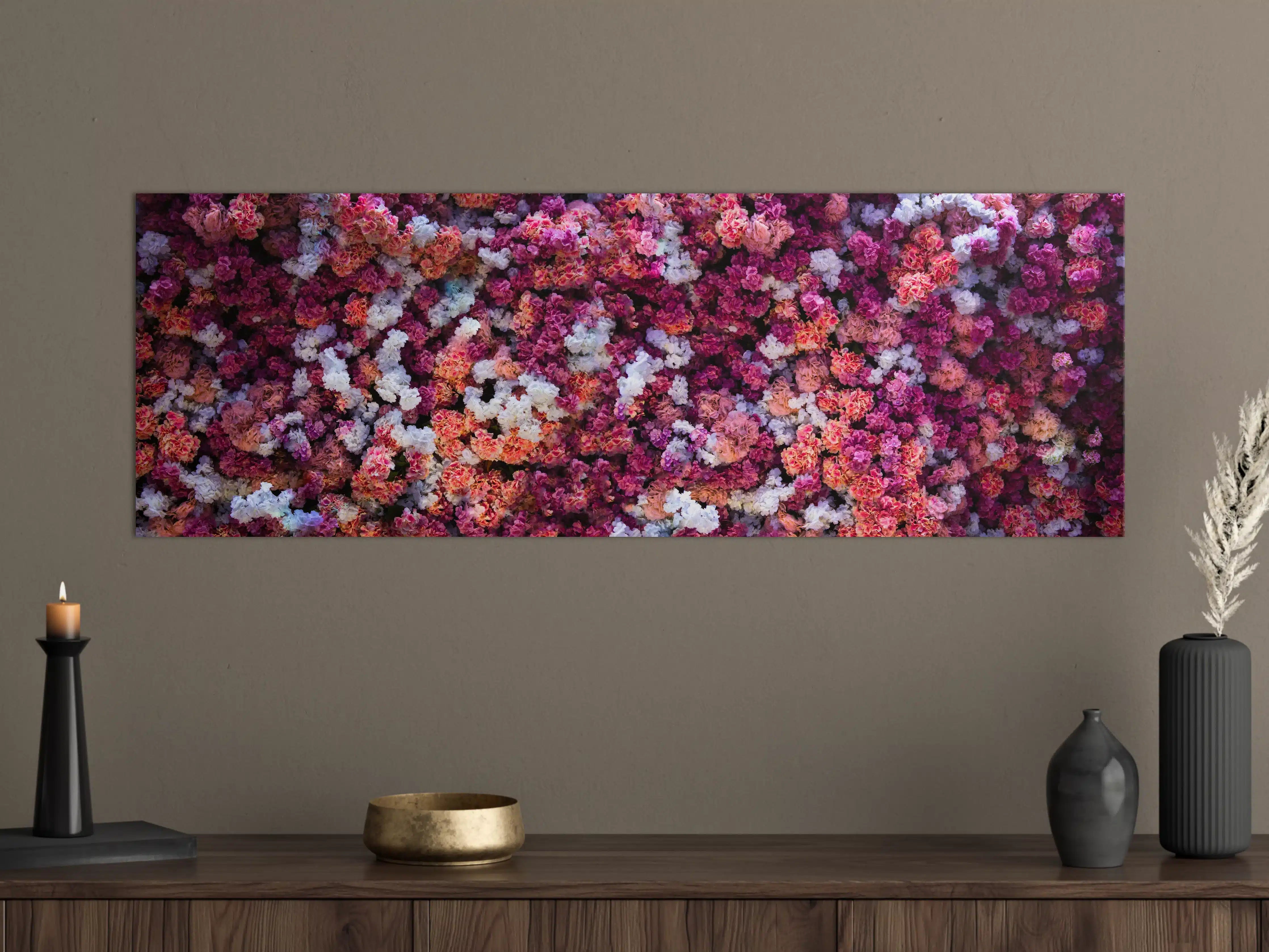 Große Wandbilder - Rote-Weiße Blumenwand Natur