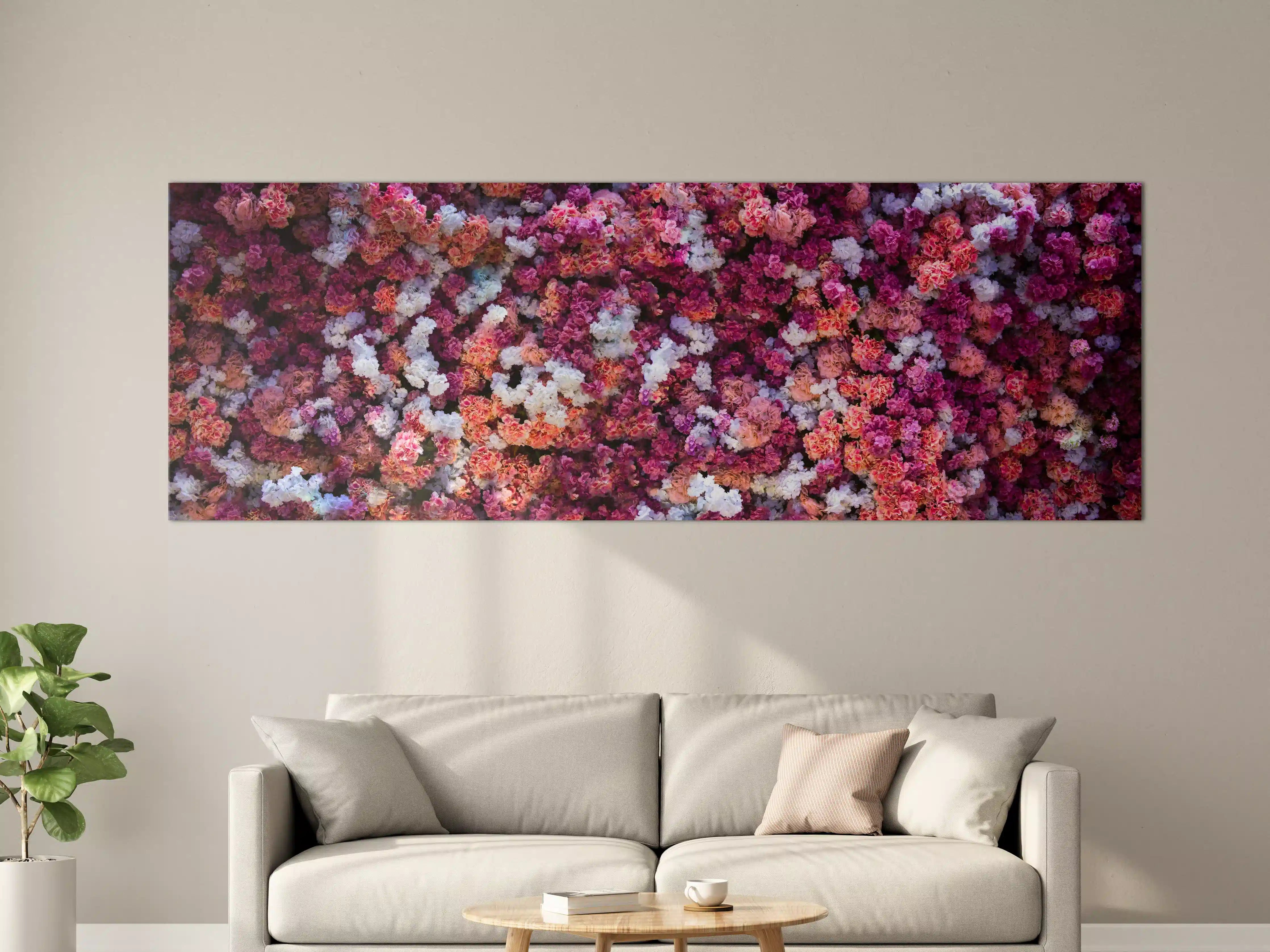 Große Wandbilder - Rote-Weiße Blumenwand Natur
