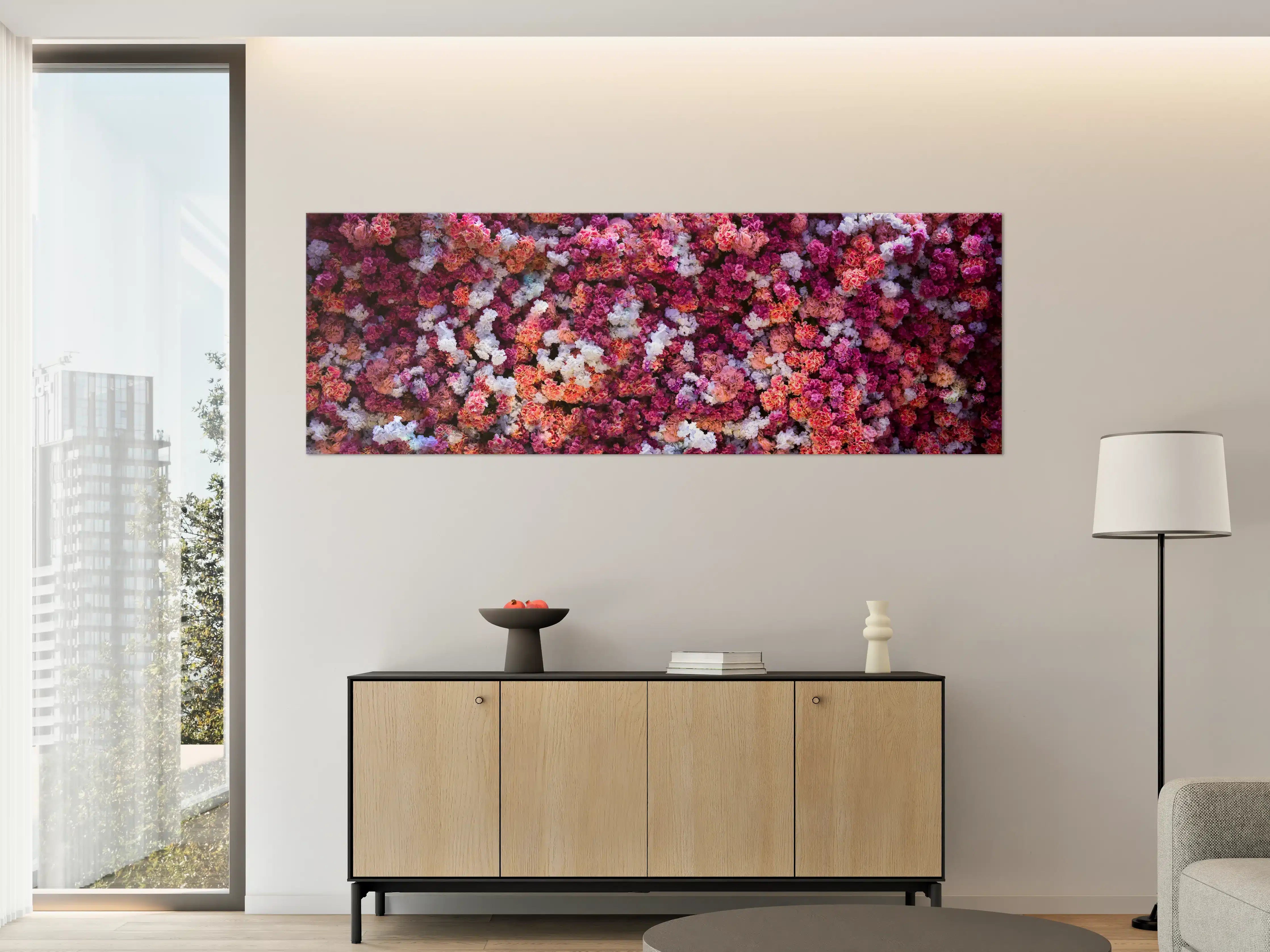 Große Wandbilder - Rote-Weiße Blumenwand Natur