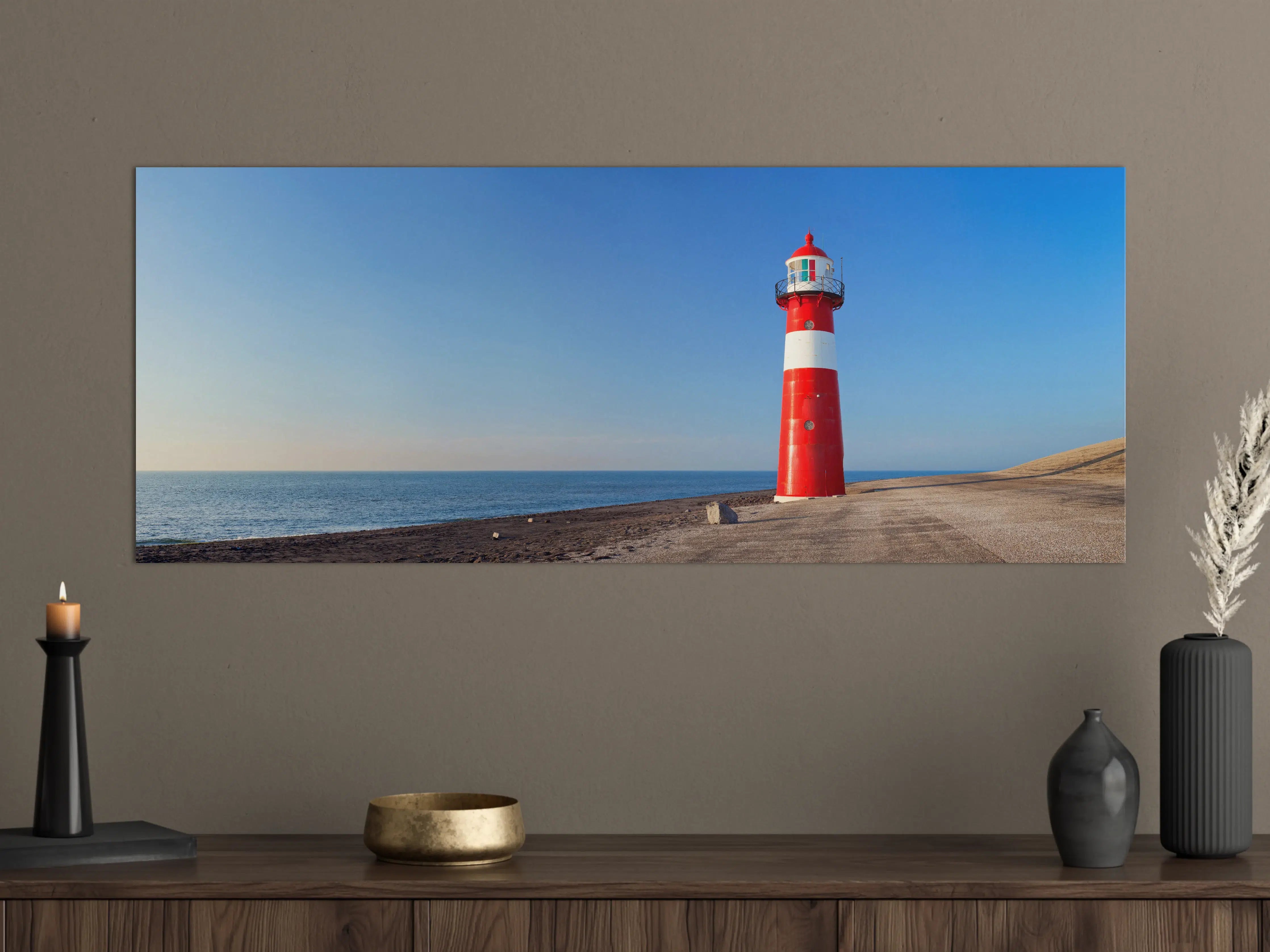 Große Wandbilder - Roter Leuchtturm am Meer