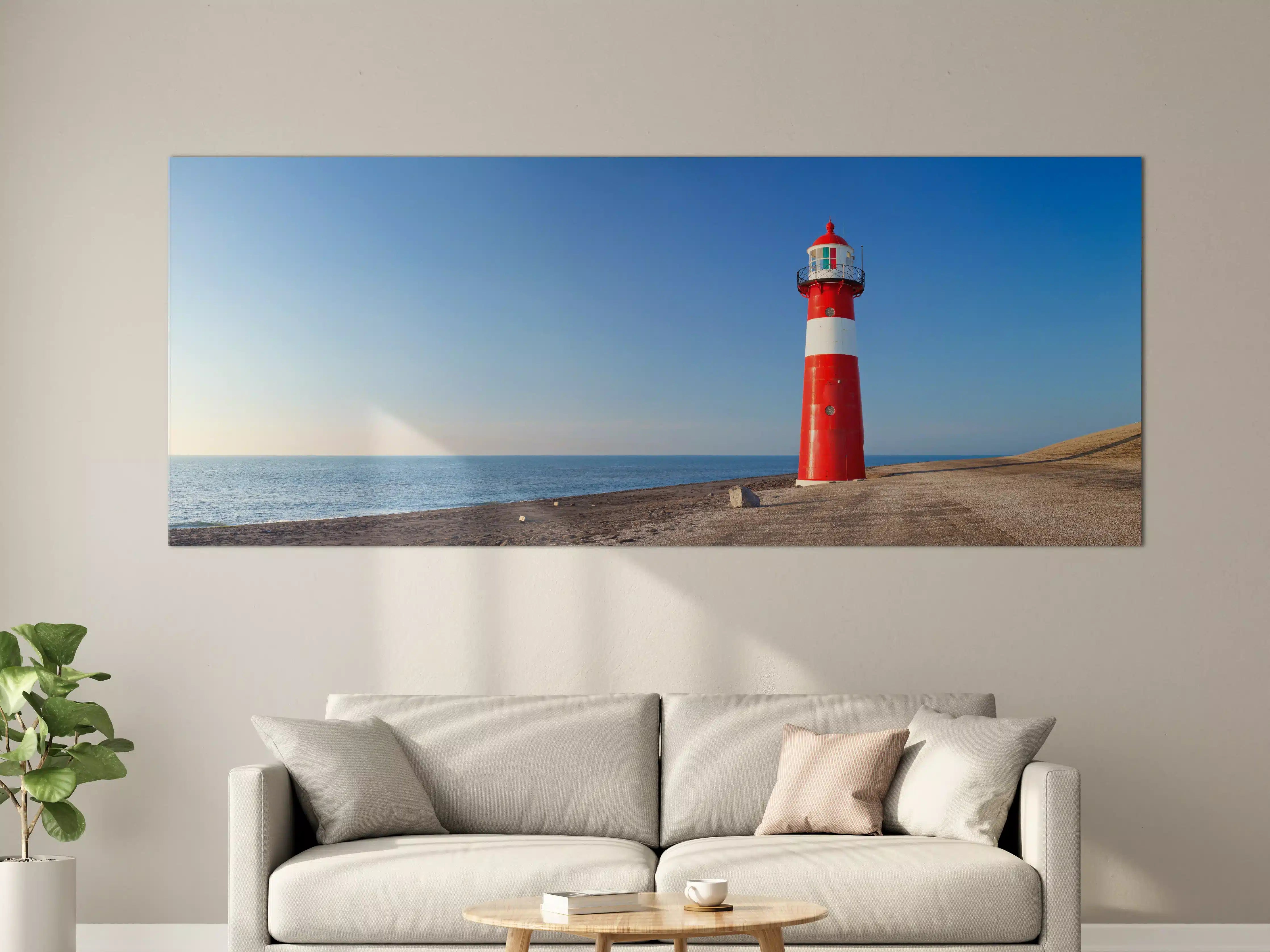 Große Wandbilder - Roter Leuchtturm am Meer