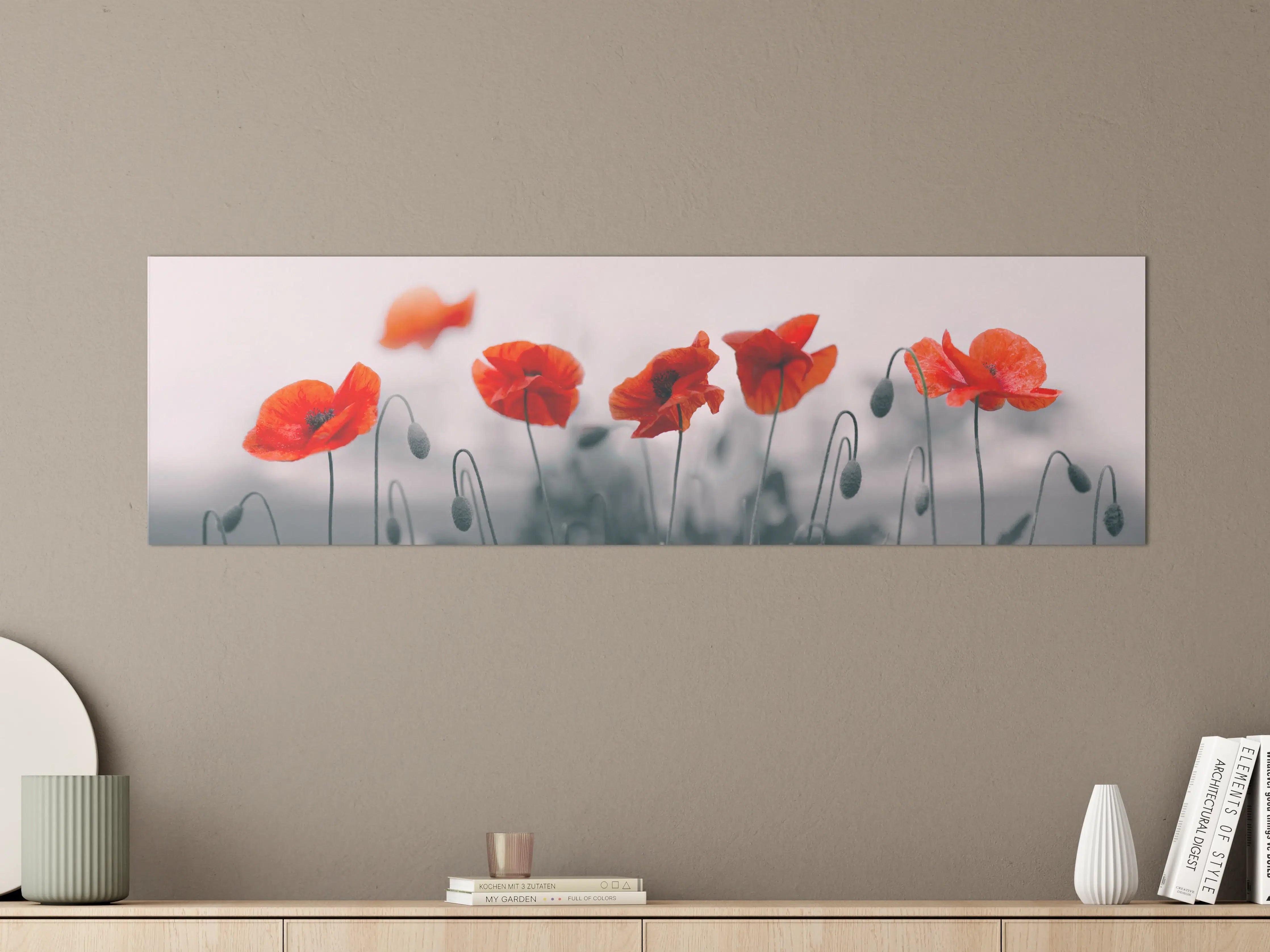 Große Wandbilder - Roter Mohn auf hellem Hintergrund