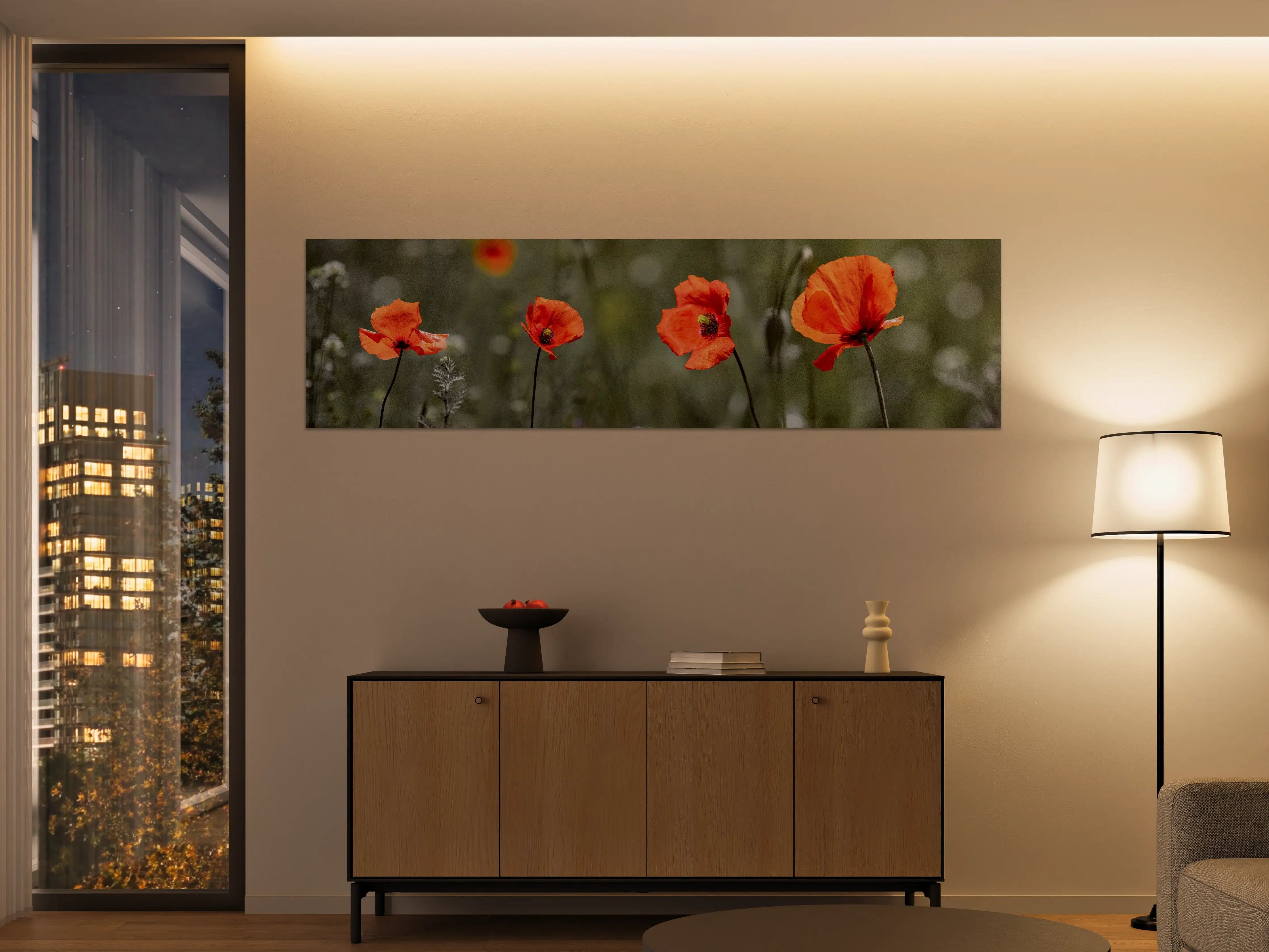 Große Wandbilder - Roter Mohn inmitten des Grüns