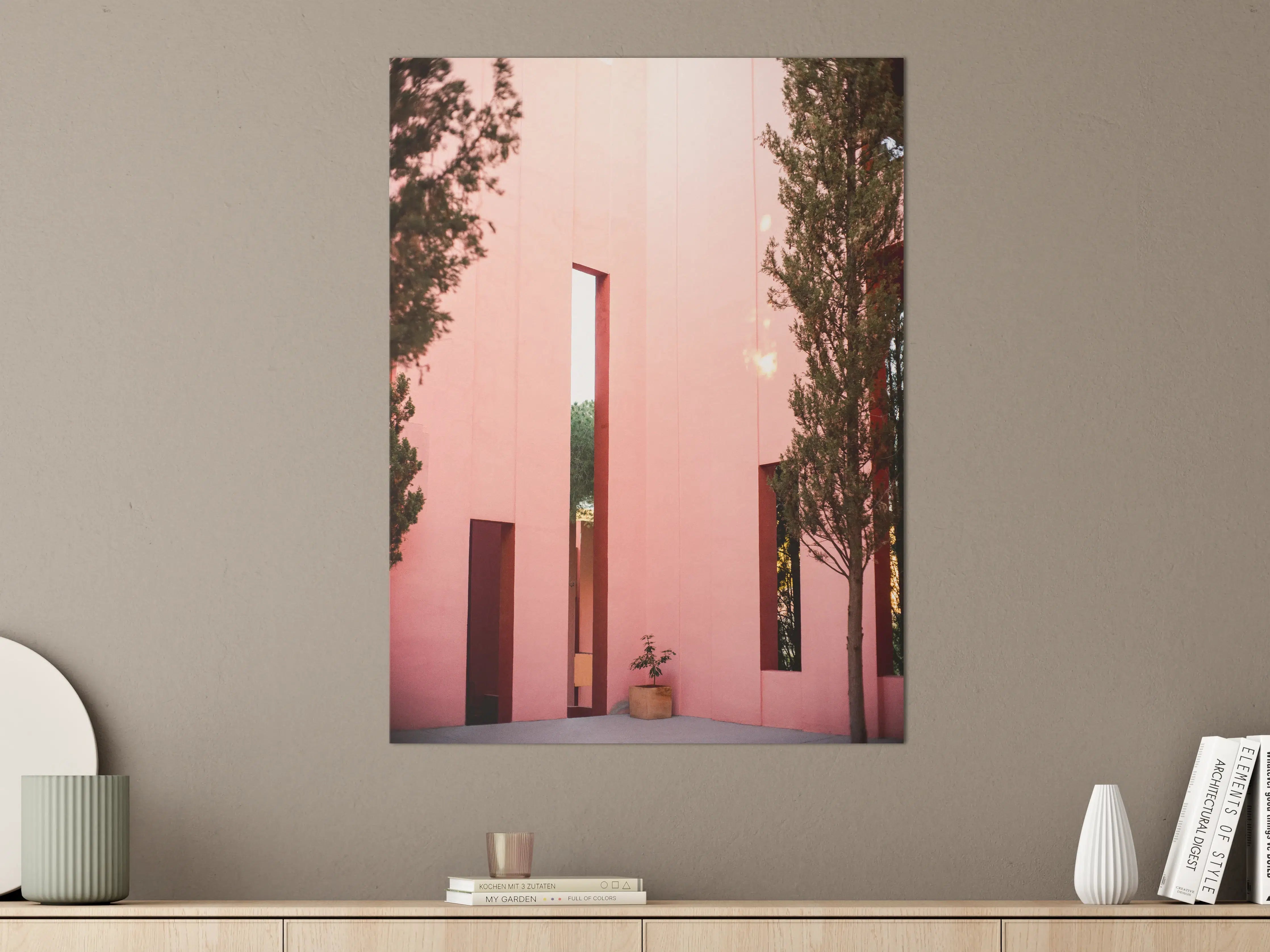 Große Wandbilder - Rotes Architekturkontur-Spiel