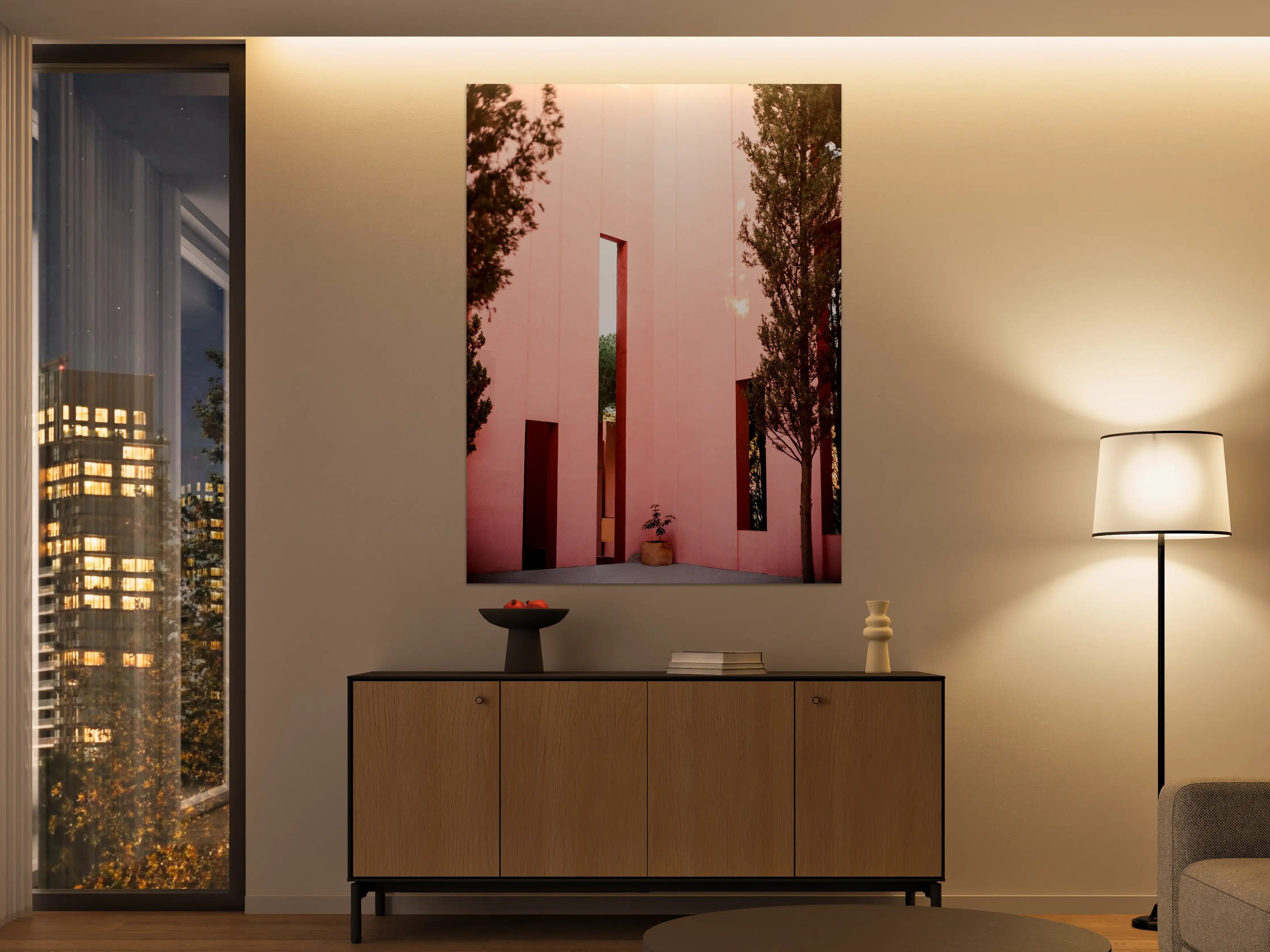 Große Wandbilder - Rotes Architekturkontur-Spiel