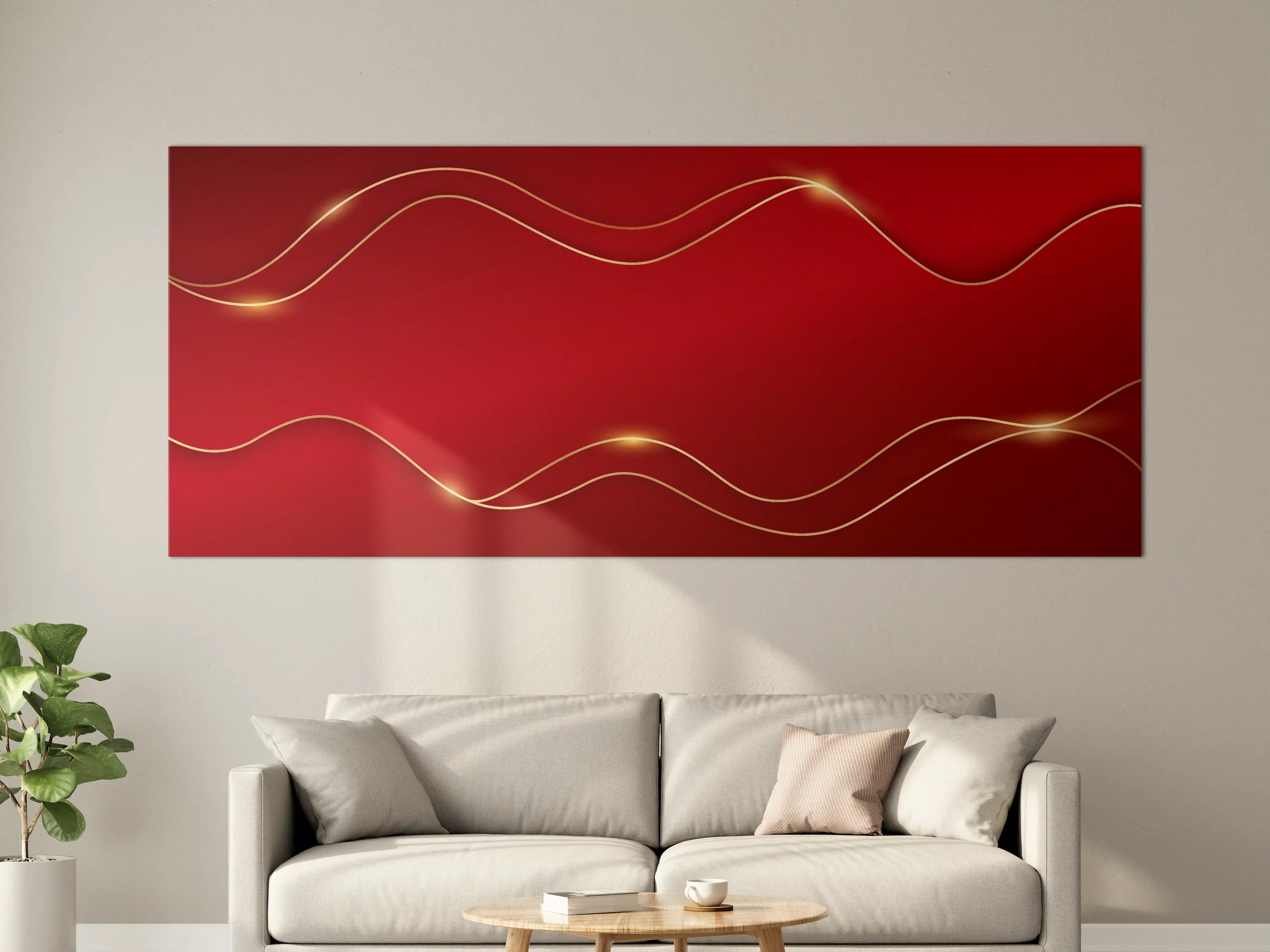 Große Wandbilder - Rotes Luxus-Design mit Goldakzenten