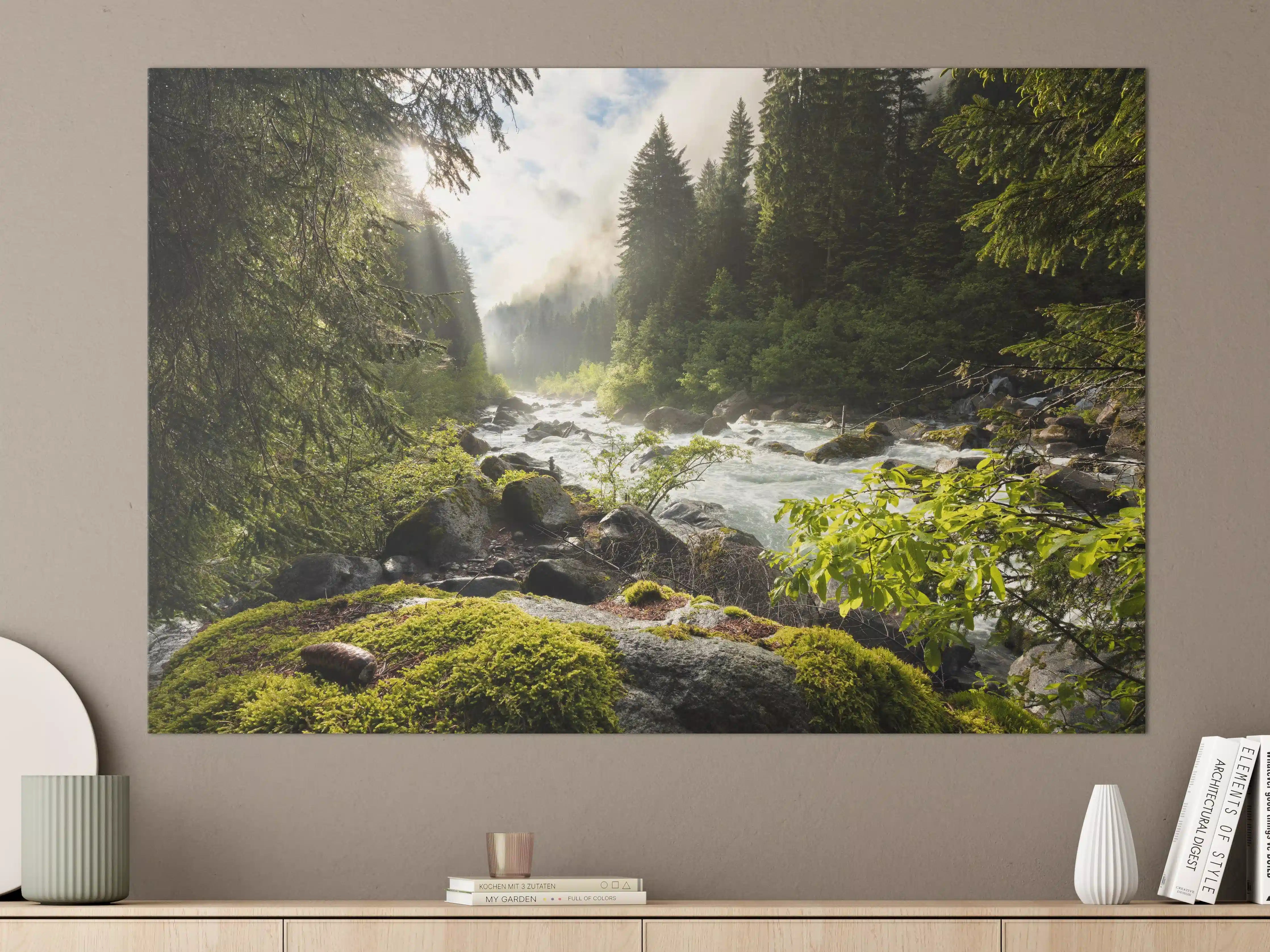 Große Wandbilder - Ruhiger Fluss mitten im Wald