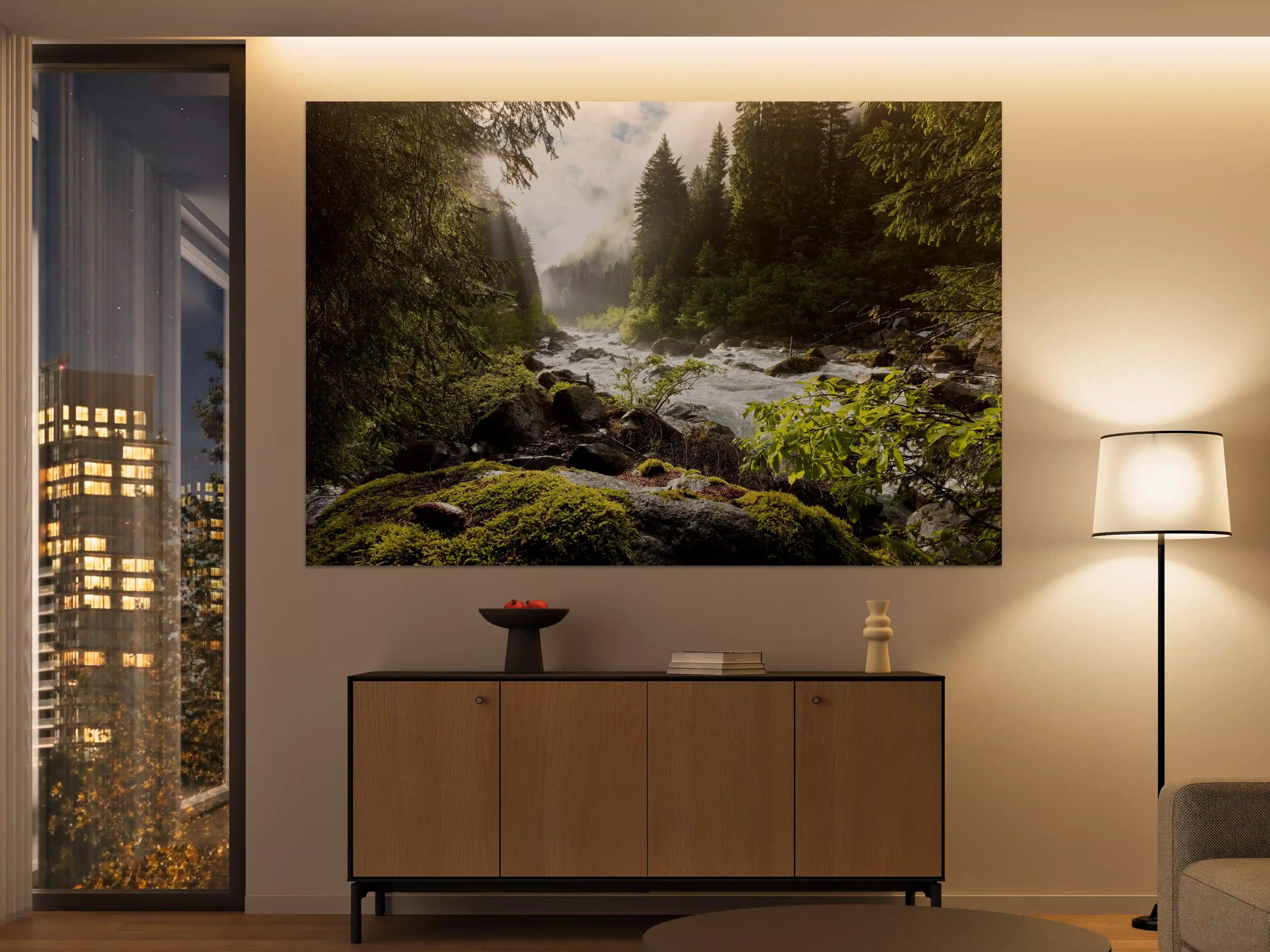 Große Wandbilder - Ruhiger Fluss mitten im Wald