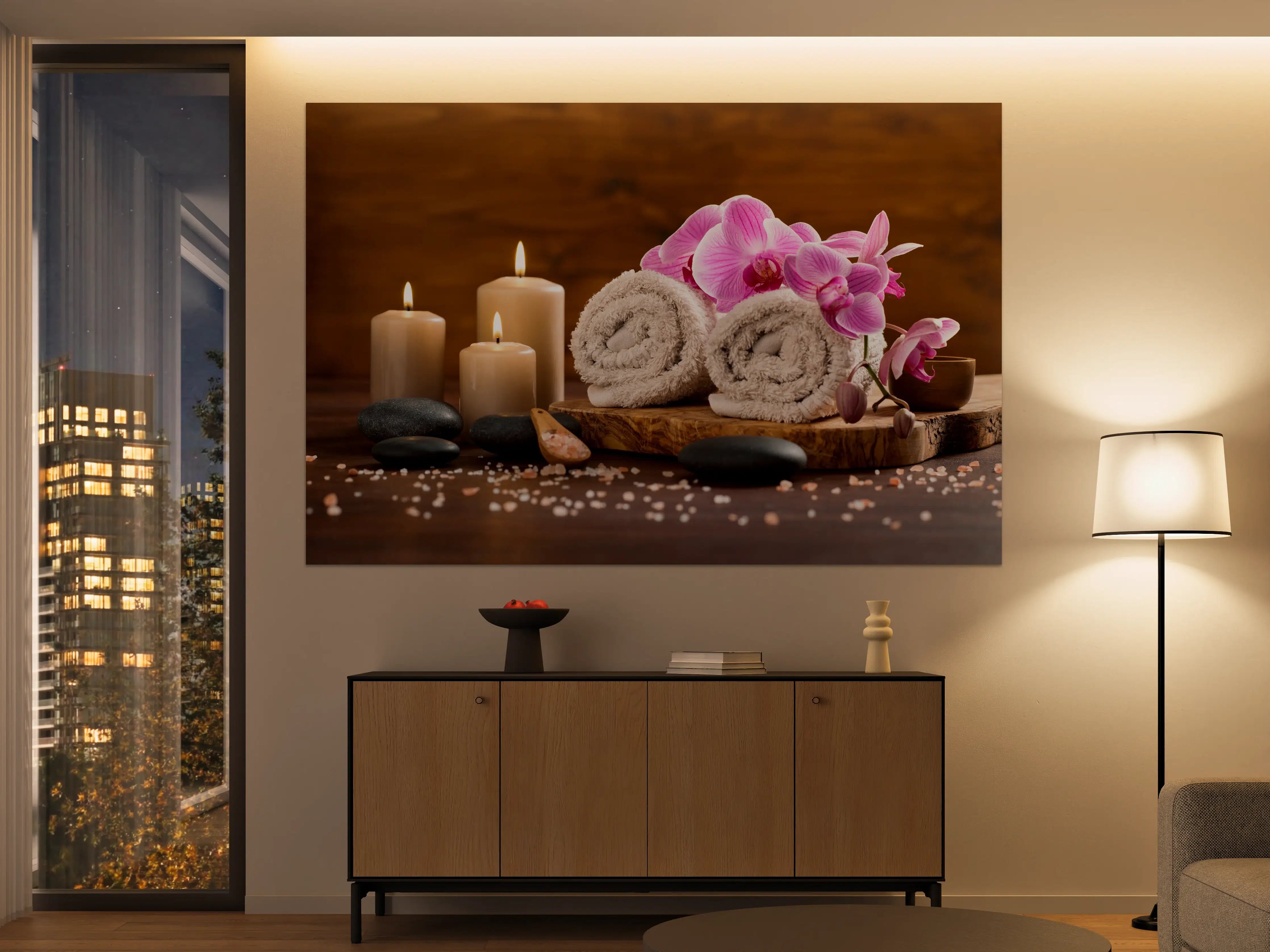 Große Wandbilder - Ruhiger Spa- und Wellnessbereich