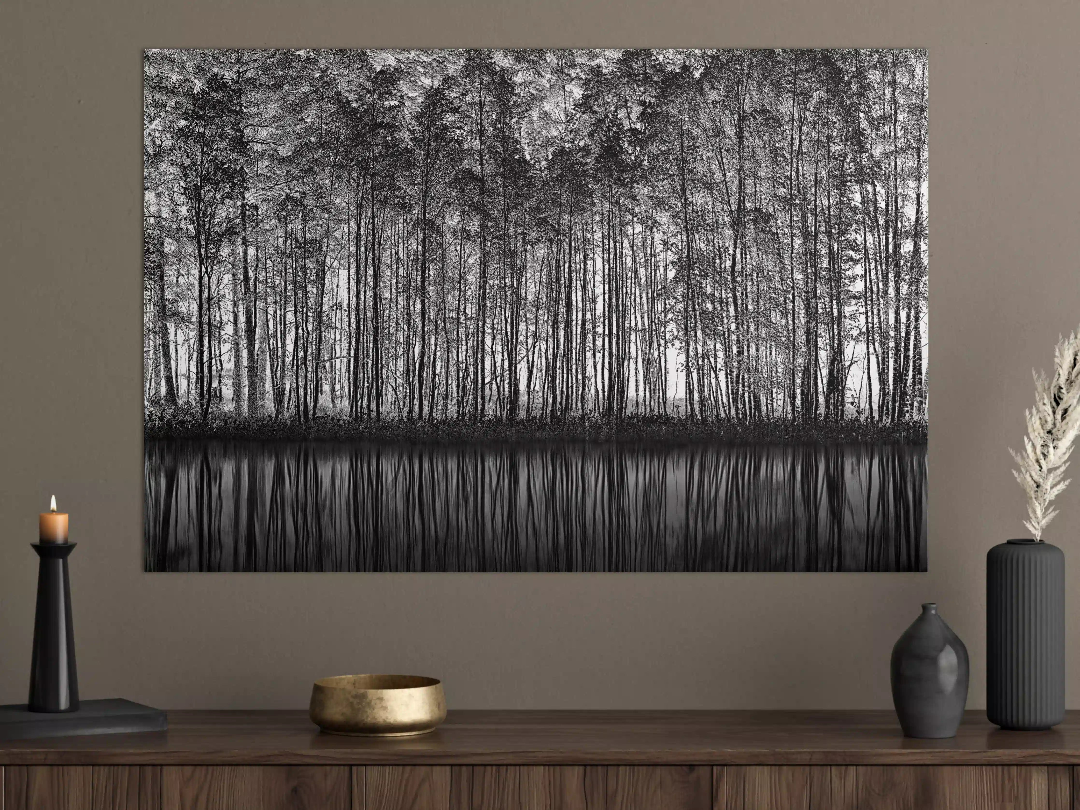 Große Wandbilder - Ruhiger Wald - Wasser Reflektion