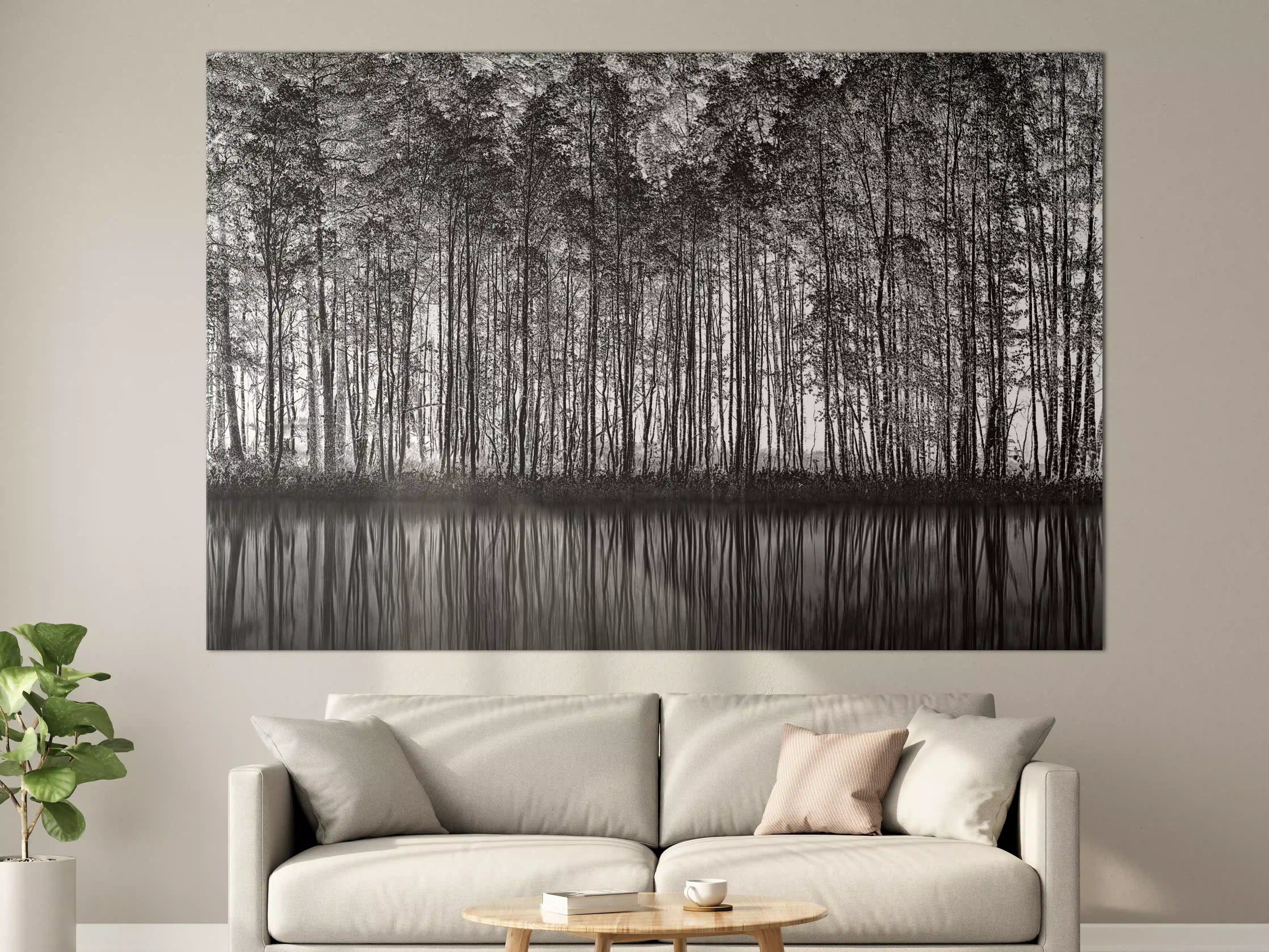 Große Wandbilder - Ruhiger Wald - Wasser Reflektion