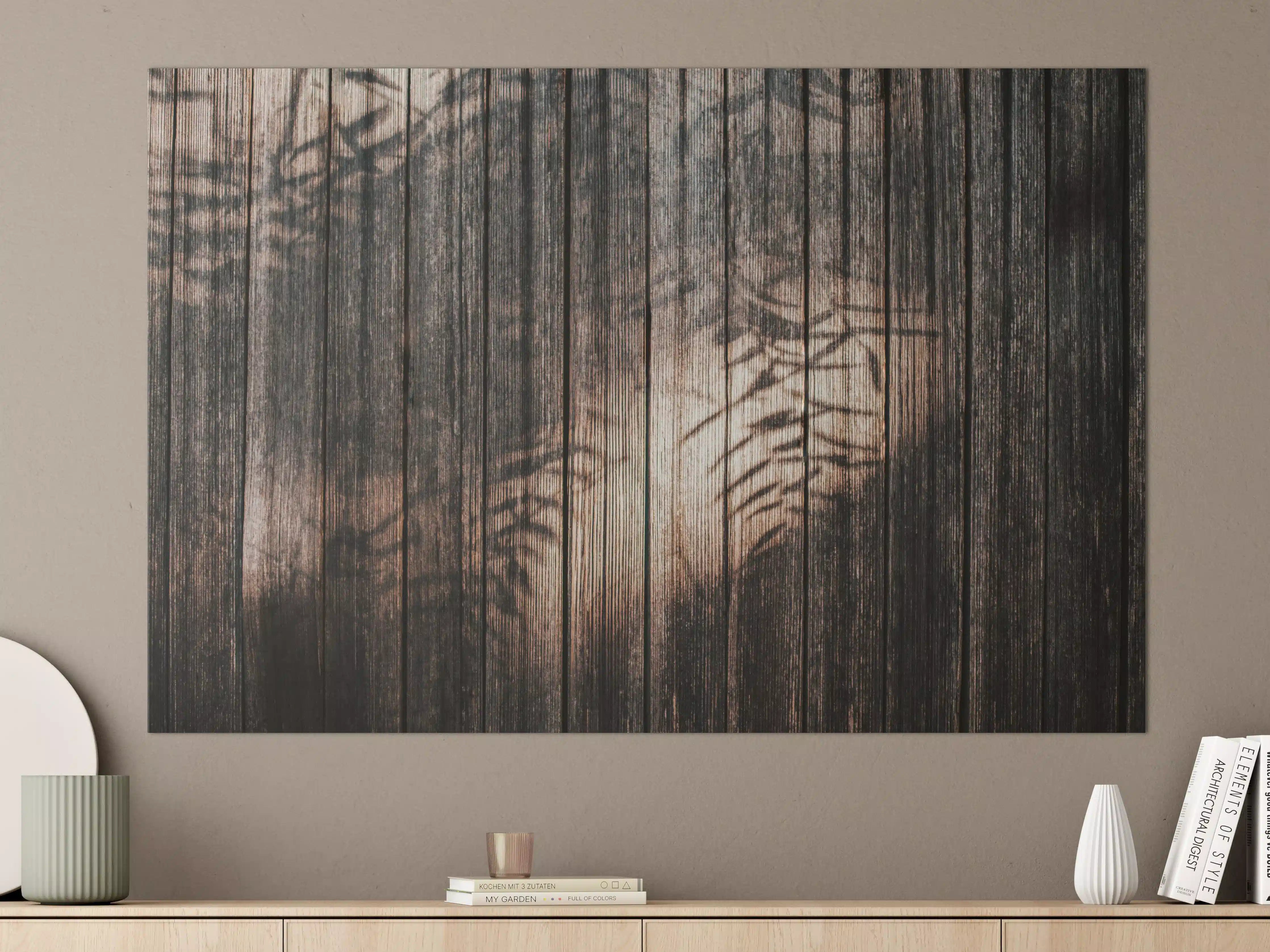 Große Wandbilder - Rustikale Holzwand mit dunkler Maserung