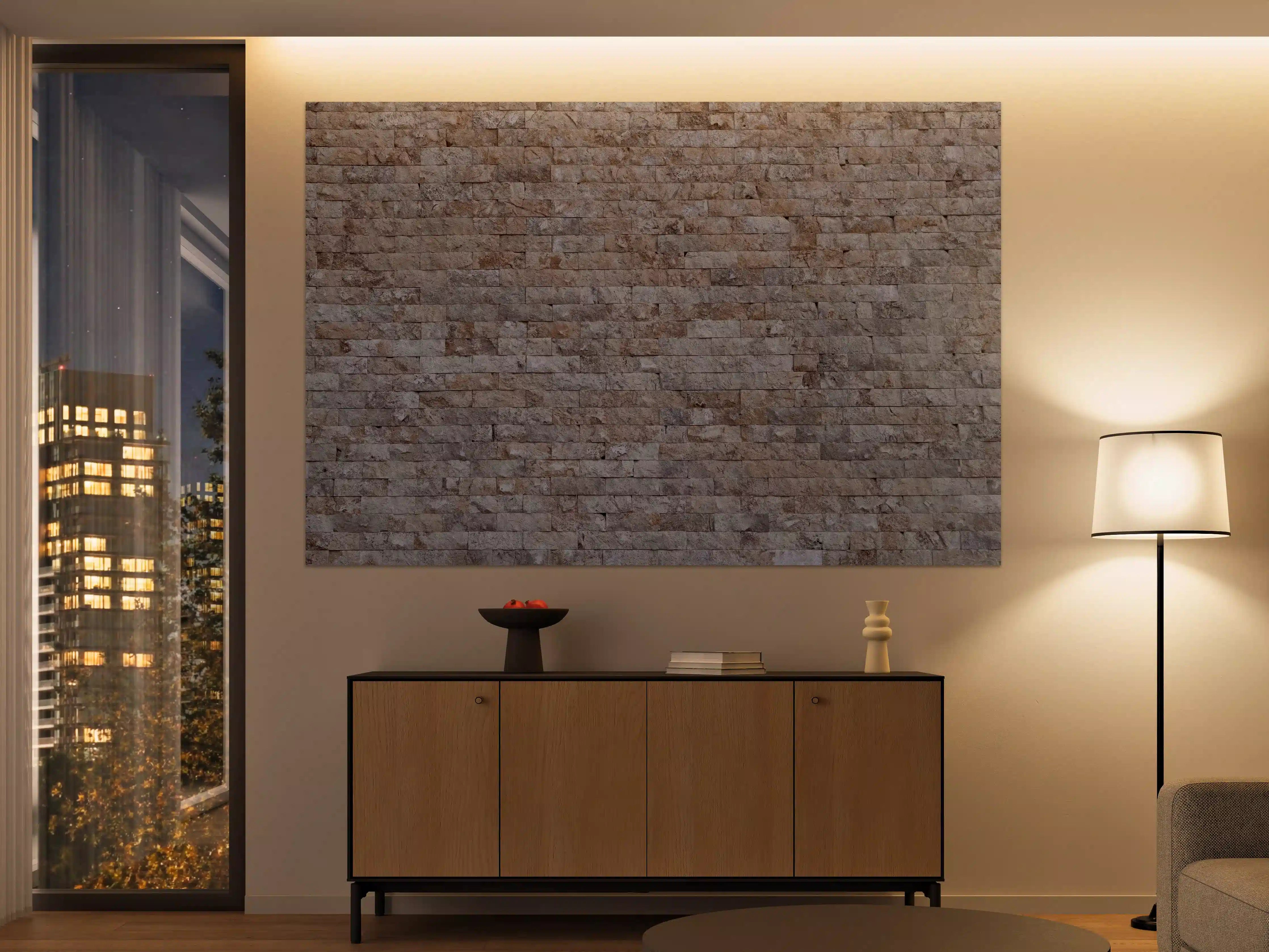 Große Wandbilder - Rustikale Steinmauer mit erdigen Tönen