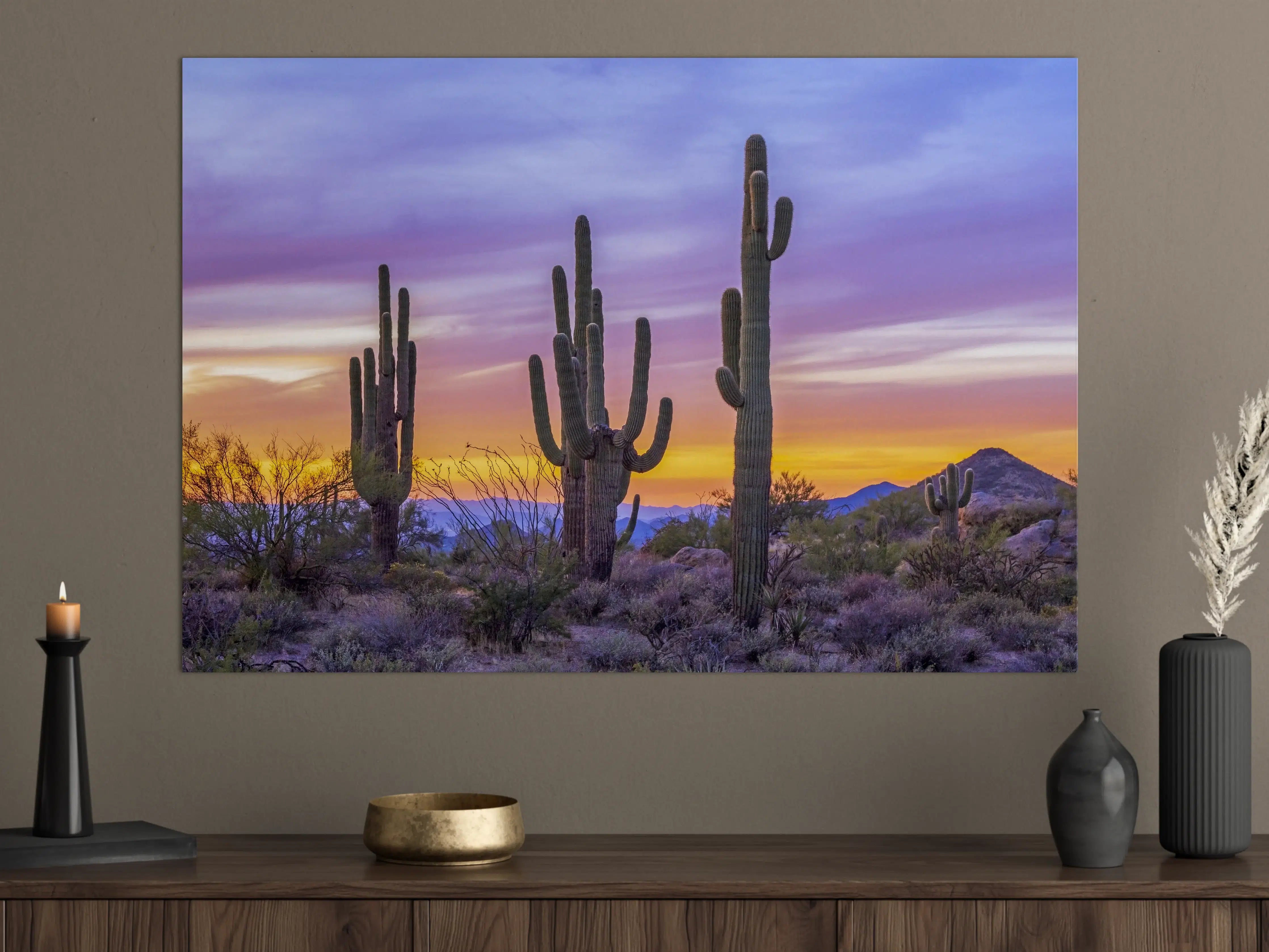 Große Wandbilder - Saguaro-Kaktus bei Sonnenuntergang in Arizona