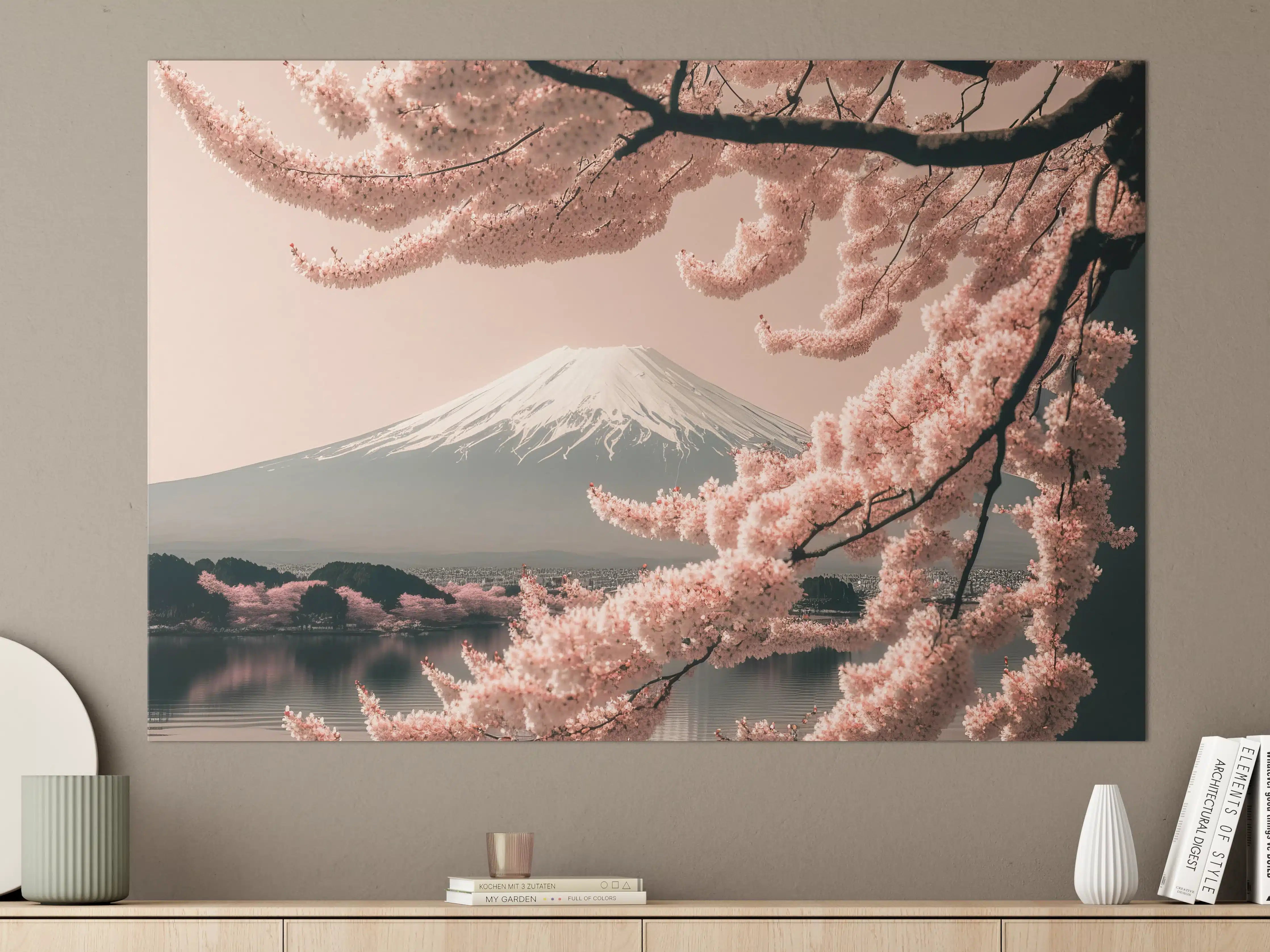 Große Wandbilder - Sakura Baum mit Fuji Berg im Hintergrund