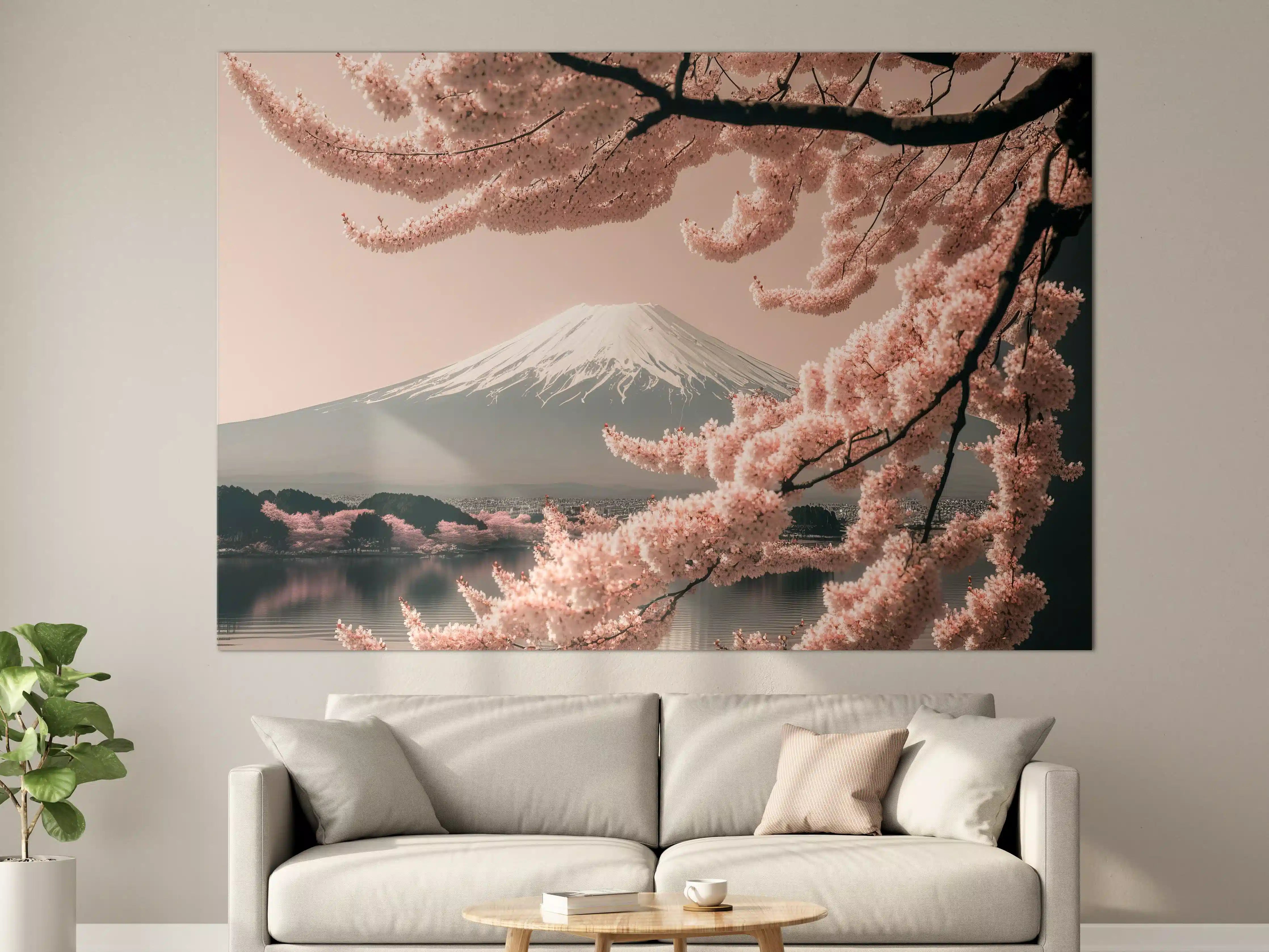 Große Wandbilder - Sakura Baum mit Fuji Berg im Hintergrund